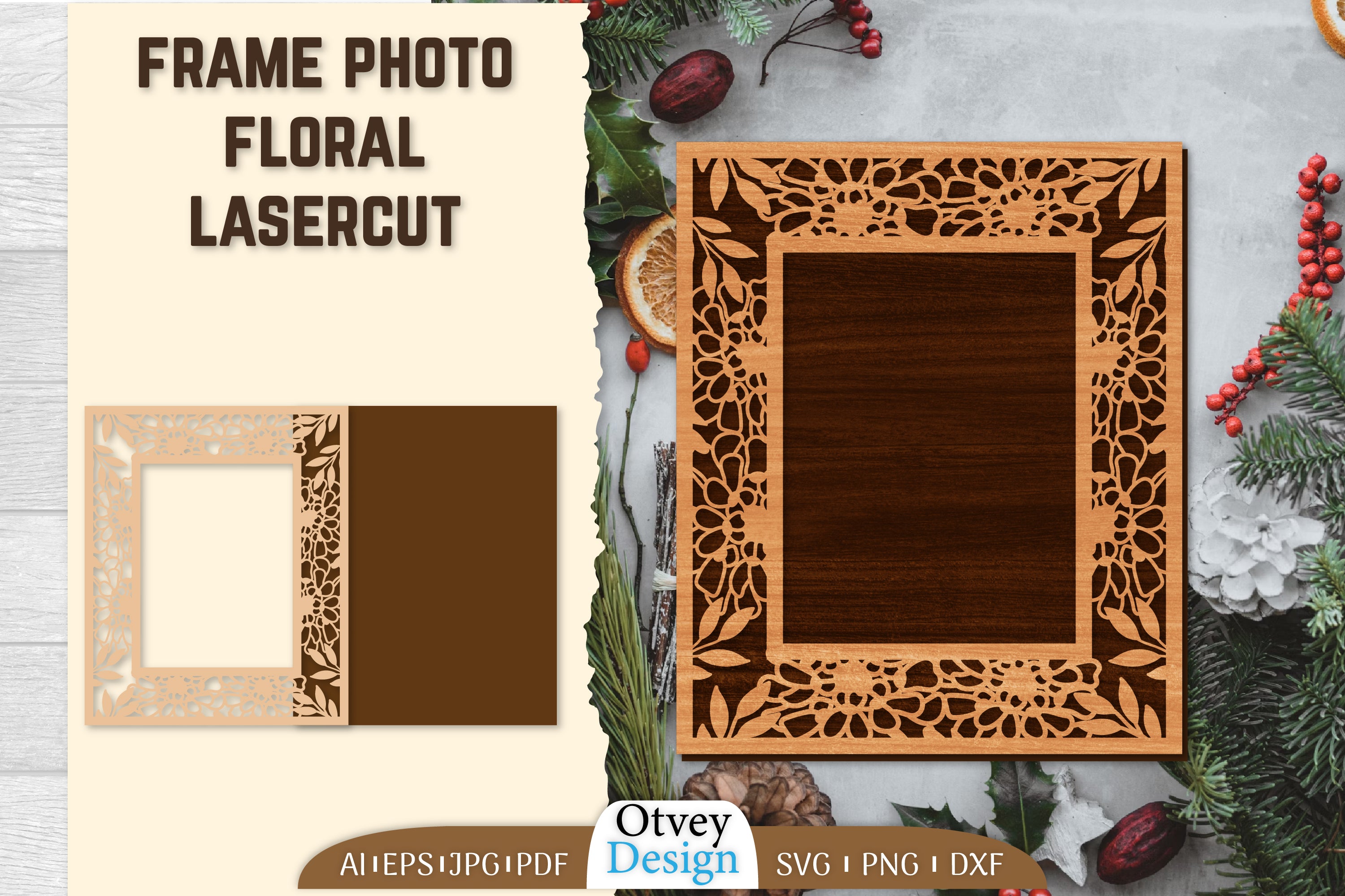 Floral Lasercut 2-Frame Photo SVG Bundle 42 - CraftNest - Digital Crafting and Art