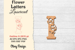 Flower Letters Laser Cut SVG Bundle 93 - CraftNest - Digital Crafting and Art