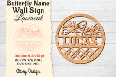Butterfly Name Wall Art Sign SVG Bundle 9 - CraftNest - Digital Crafting and Art
