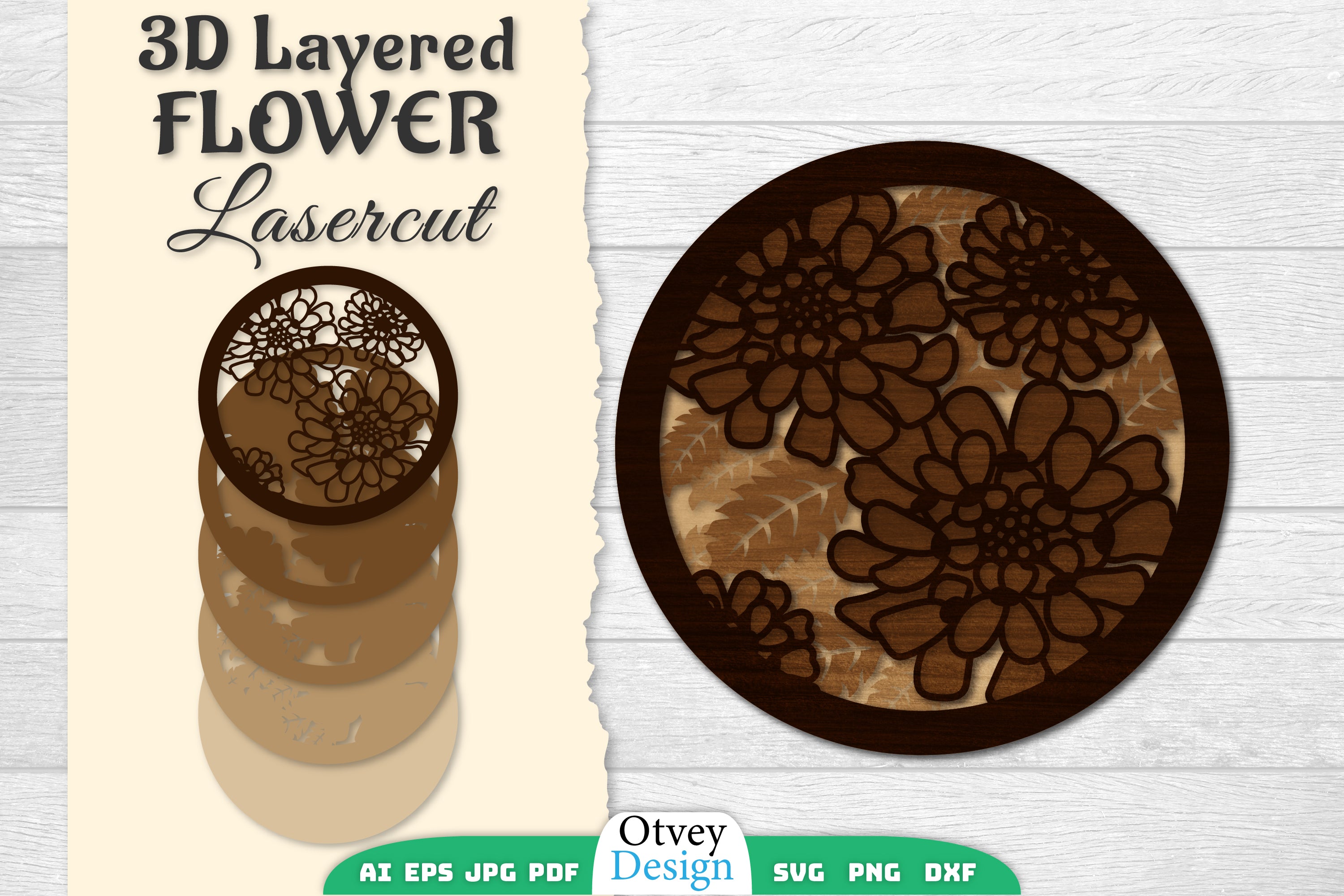 3D Layered Flower Lasercut SVG Bundle 12 - CraftNest - Digital Crafting and Art