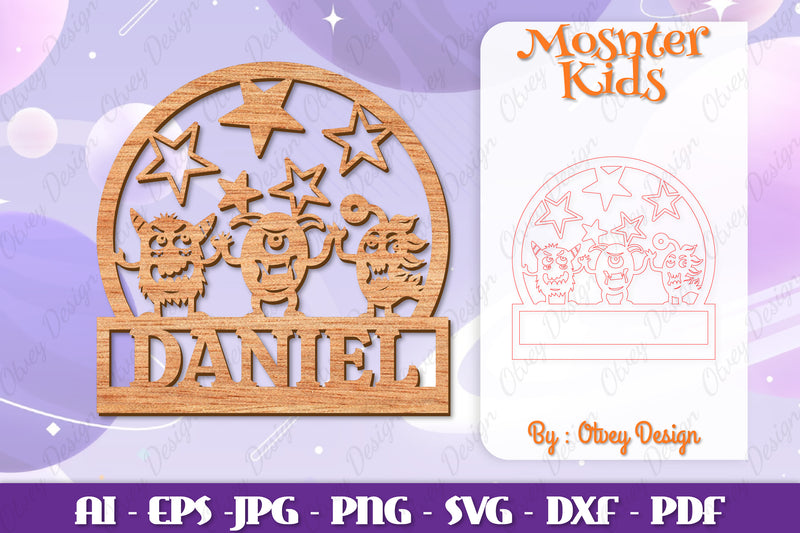 Monsters Kids Name Sign Lasercut SVG Bundle 9 - CraftNest - Digital Crafting and Art