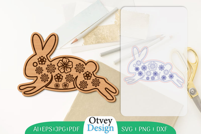 Rabbit Flower Lasercut SVG Bundle 9 - CraftNest - Digital Crafting and Art