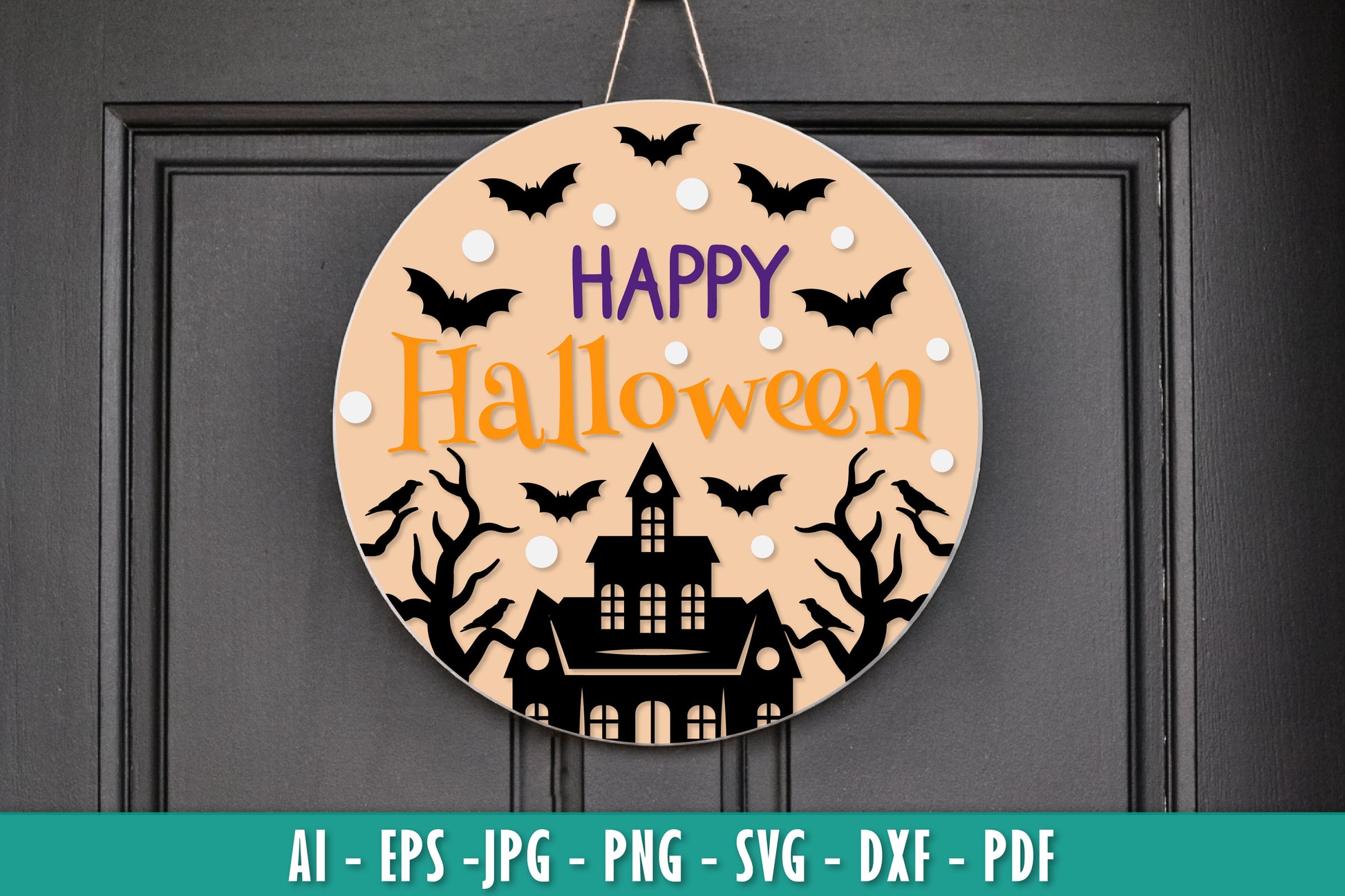 Halloween Round Wall Hanger Decoration SVG Bundle 12 - CraftNest - Digital Crafting and Art