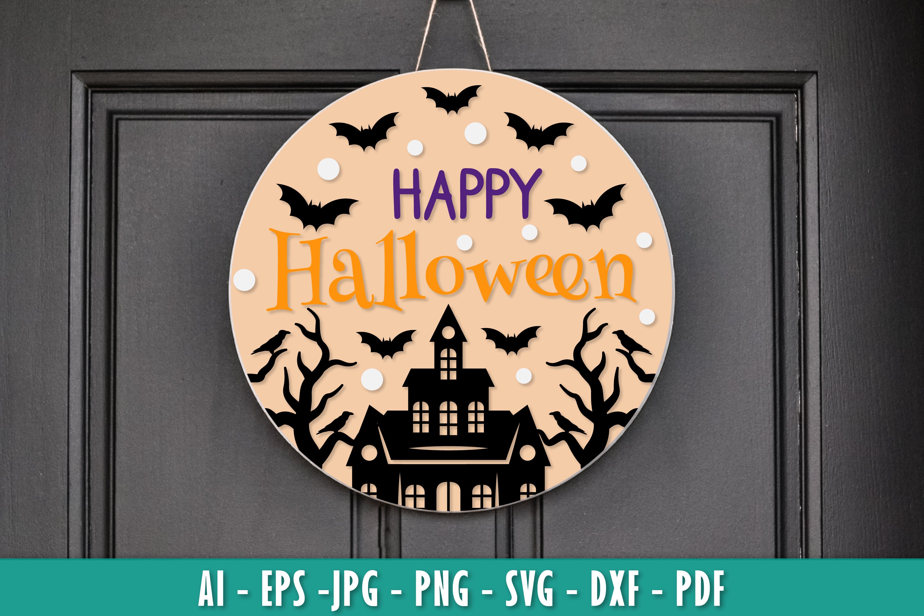 Halloween Round Wall Hanger Decoration SVG Bundle 12 - CraftNest - Digital Crafting and Art