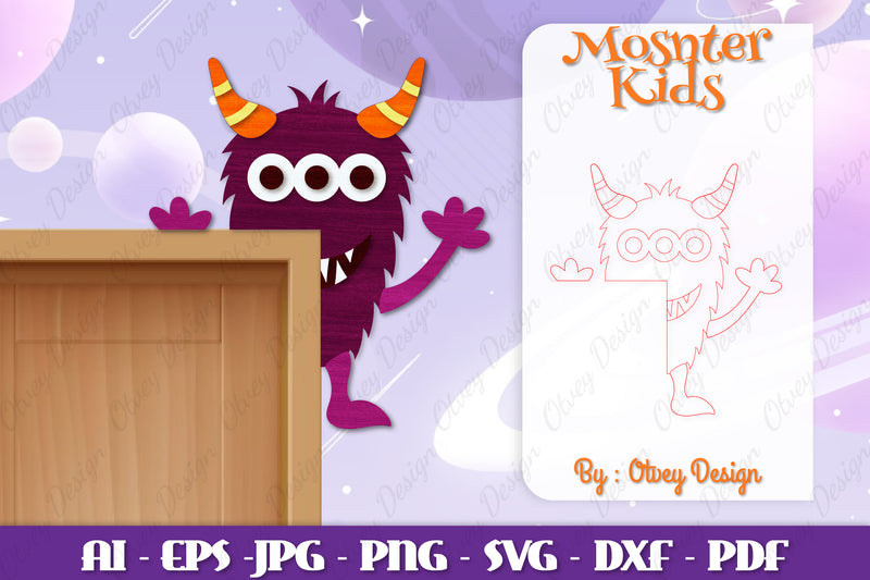 Monster Kids Corner Door Lasercut SVG Bundle 9 - CraftNest - Digital Crafting and Art