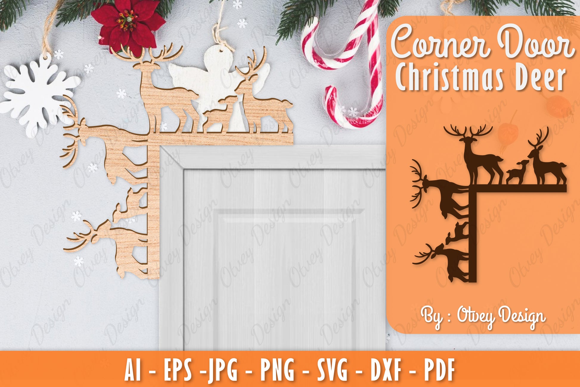 Christmas Deer Door Corner Lasercut SVG Bundle 20 - CraftNest - Digital Crafting and Art