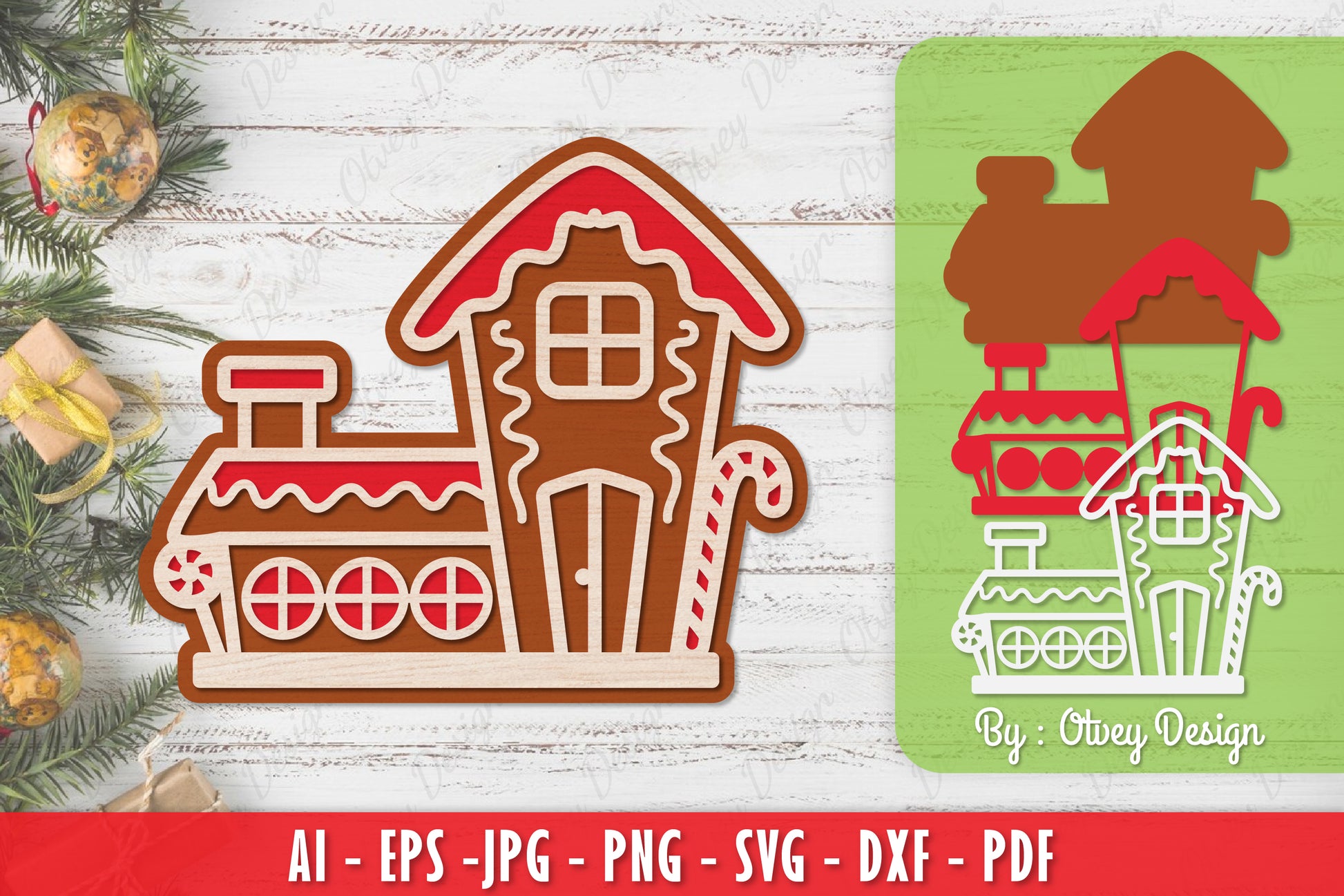 Gingerbread House Laser Cut Merry Christmas SVG Bundle 2 - CraftNest - Digital Crafting and Art