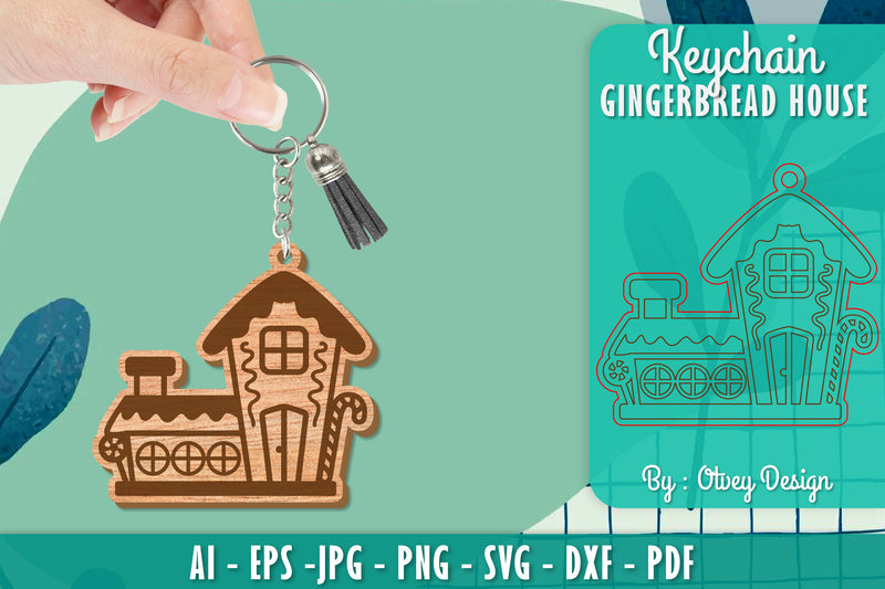 Gingerbread House Keychain Laser Cut SVG Bundle 11 - CraftNest - Digital Crafting and Art