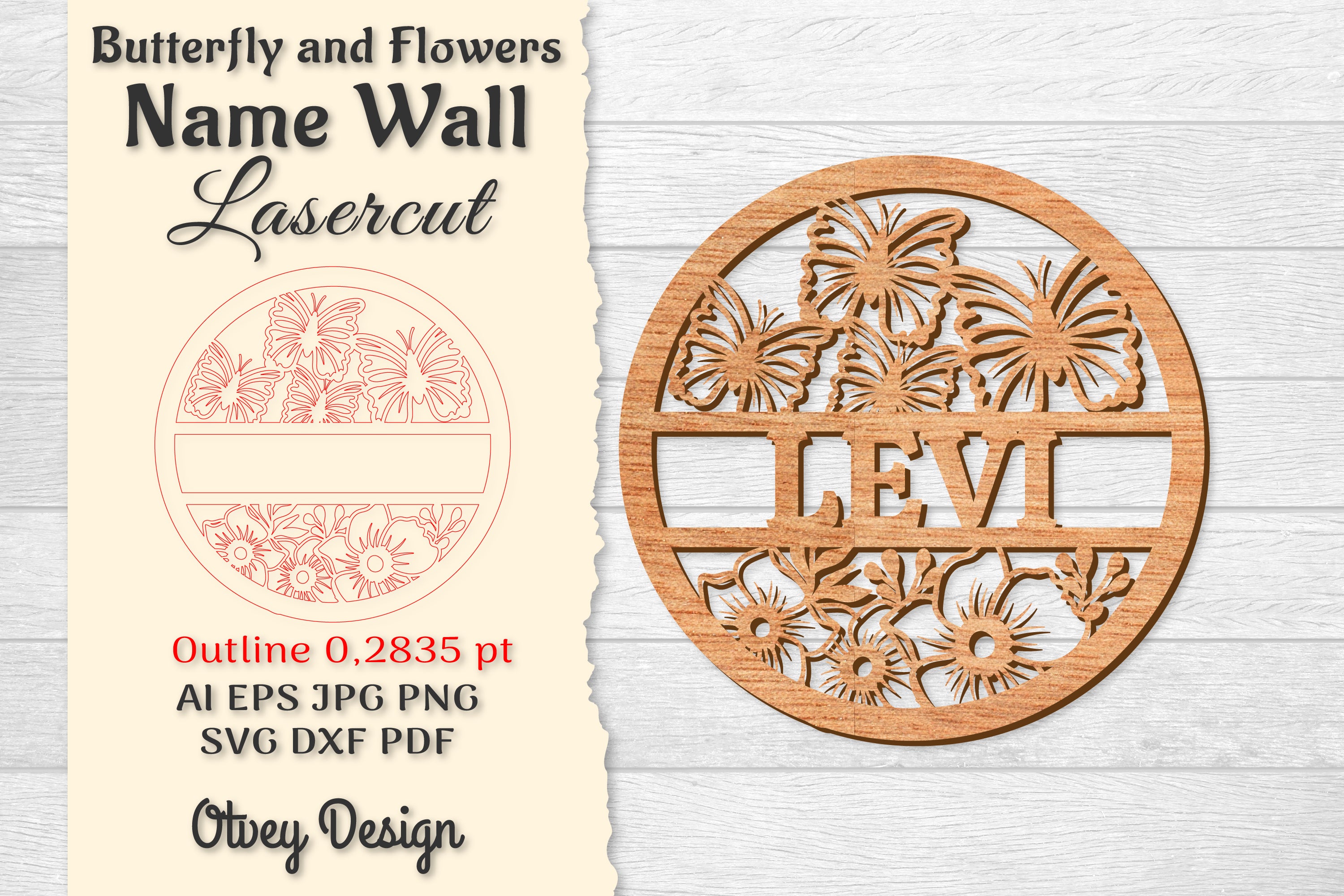 Butterfly and Flowers Name Wall Art SVG Bundle 2 - CraftNest - Digital Crafting and Art