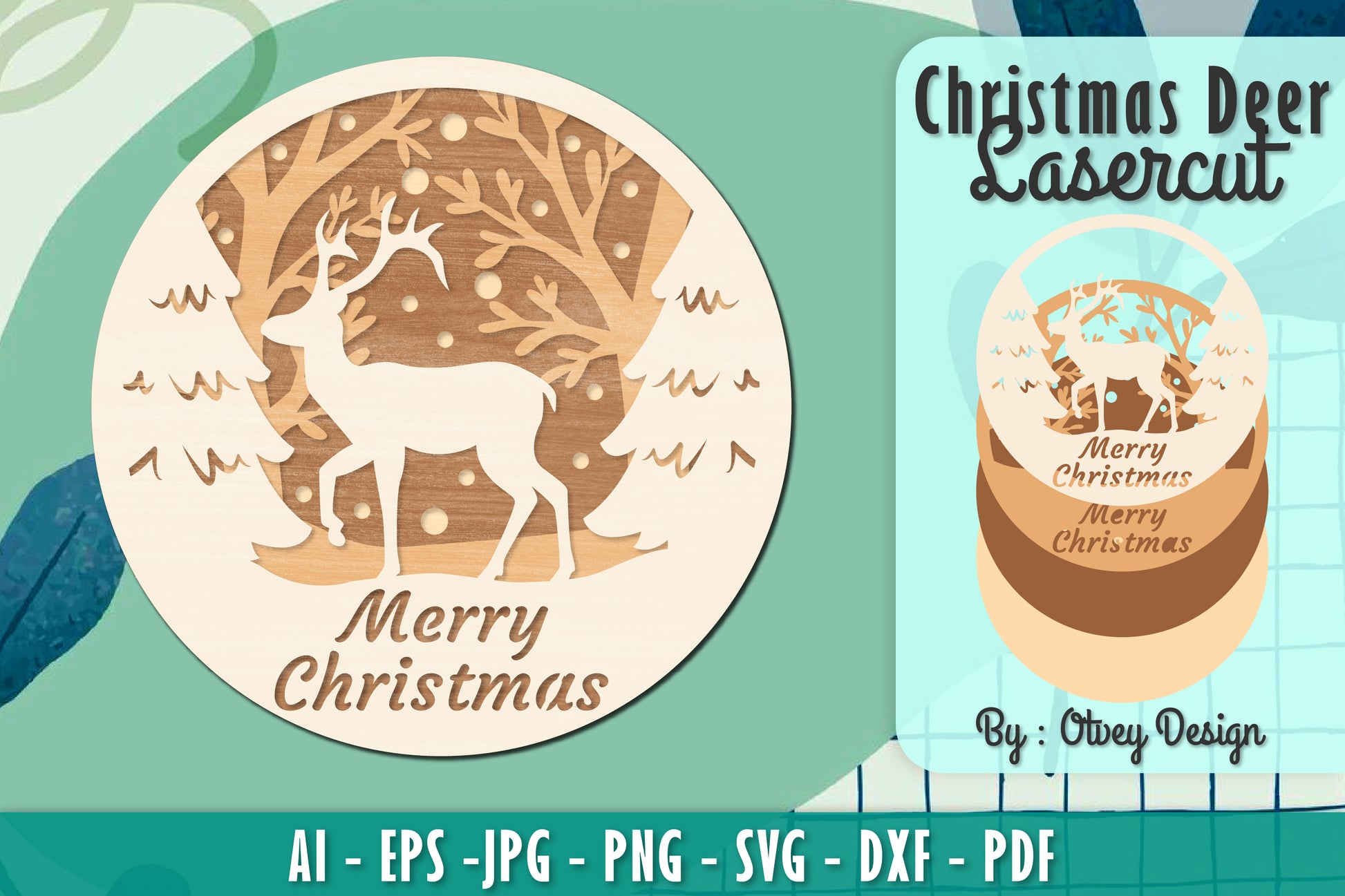 Merry Christmas Deer SVG Bundle 12 - CraftNest - Digital Crafting and Art