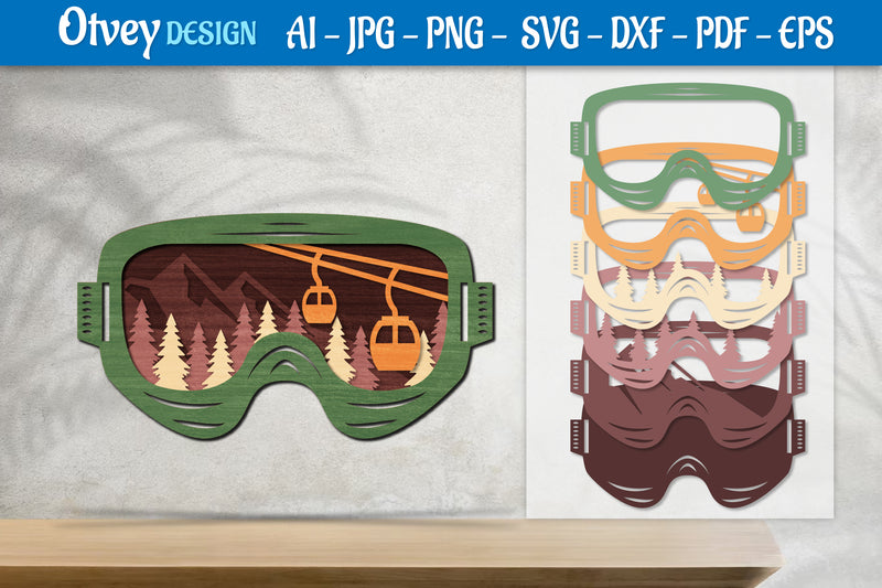 Mountain Scene Goggles Layered Lasercut SVG Bundle 10 - CraftNest - Digital Crafting and Art