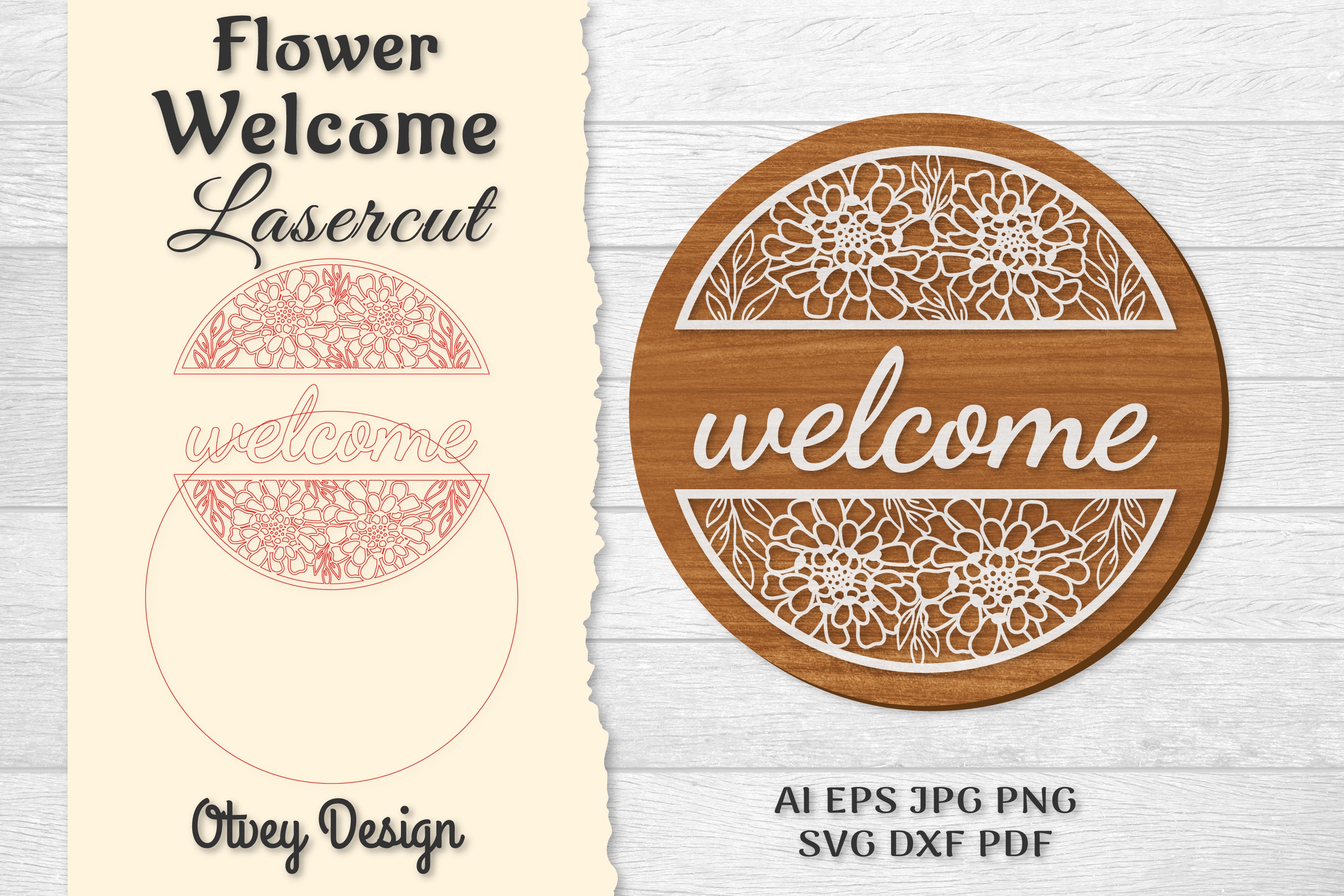Flower Welcome Lasercut SVG Bundle 911 - CraftNest - Digital Crafting and Art