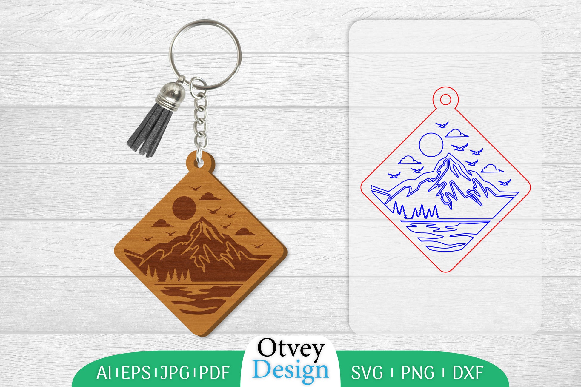 Keychain Sunset Mountain Lasercut SVG Bundle 64 - CraftNest - Digital Crafting and Art