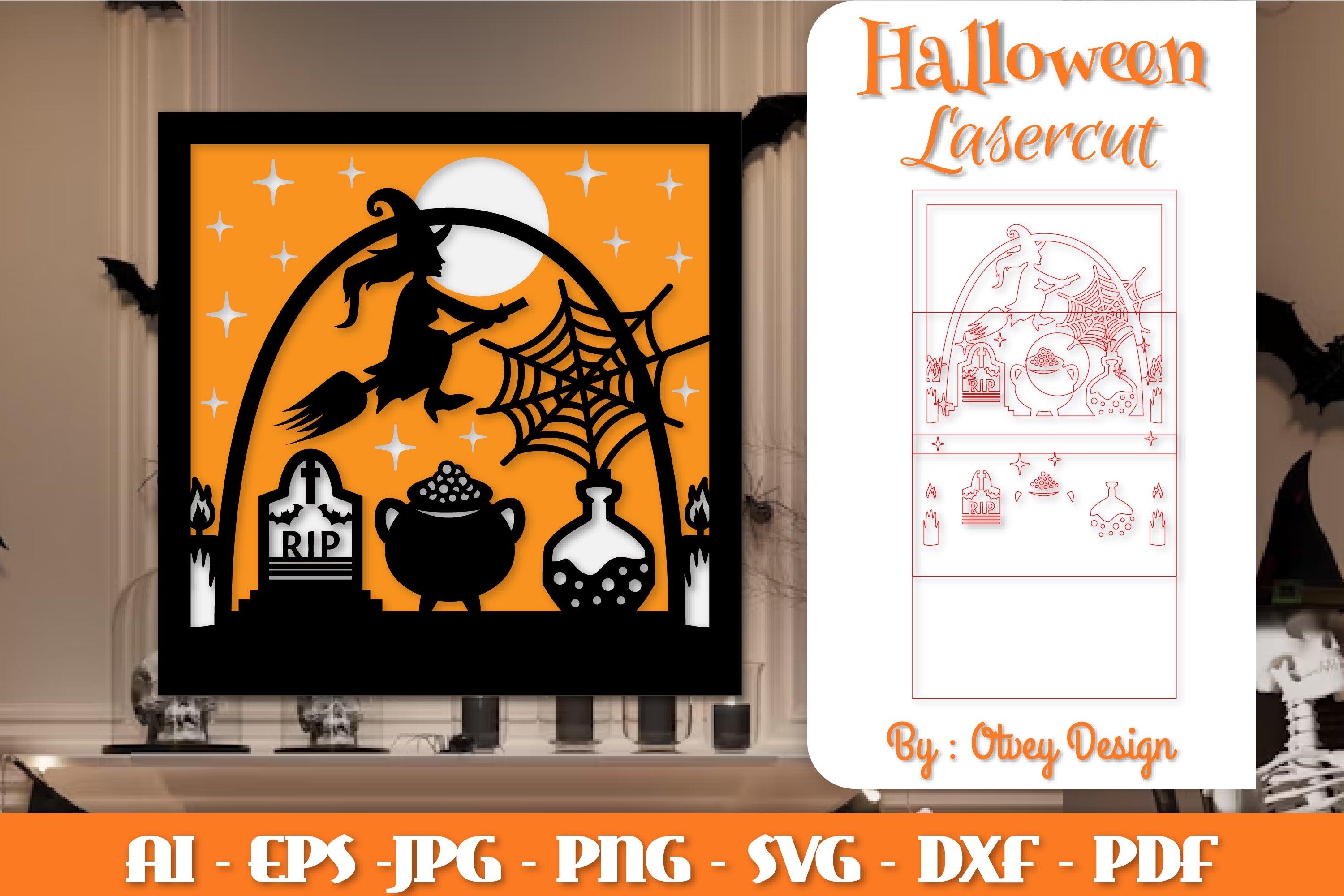 Halloween Decorations Layered Lasercut SVG Bundle