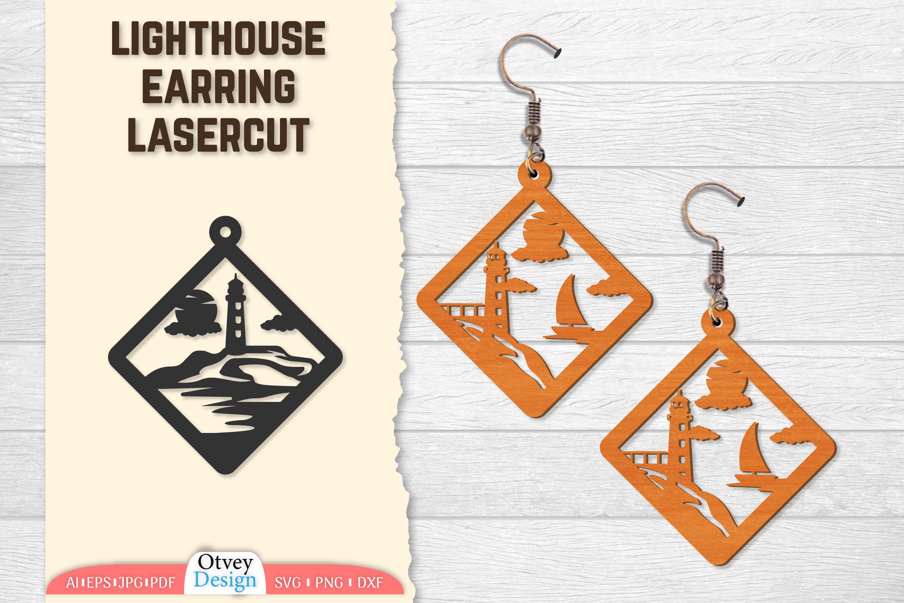 Lighthouse Earring Lasercut SVG Bundle 12 - CraftNest - Digital Crafting and Art