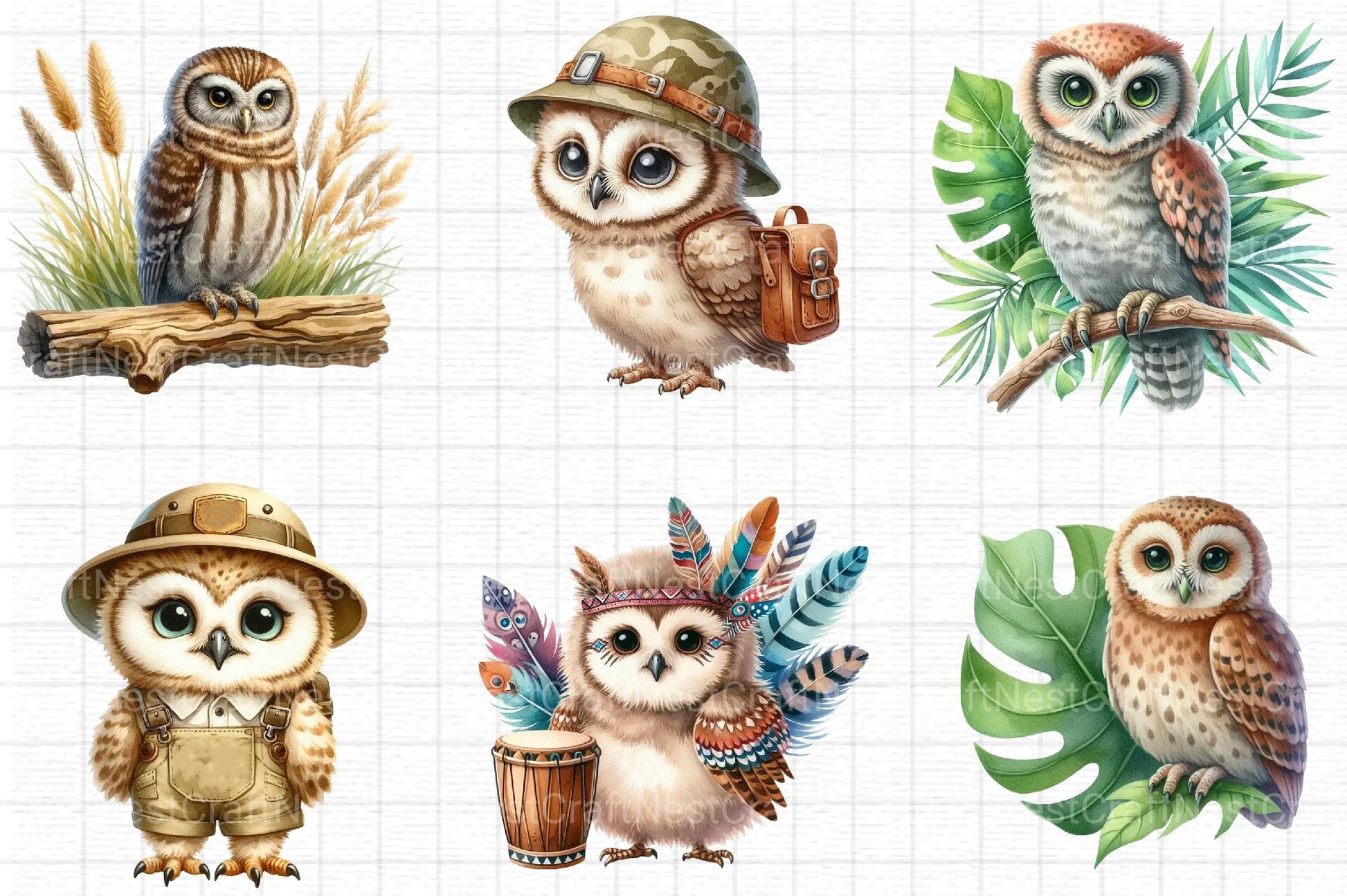 Safari Owl Clipart - CraftNest - Digital Crafting and Art