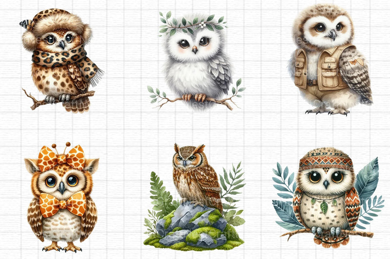 Safari Owl Clipart - CraftNest - Digital Crafting and Art