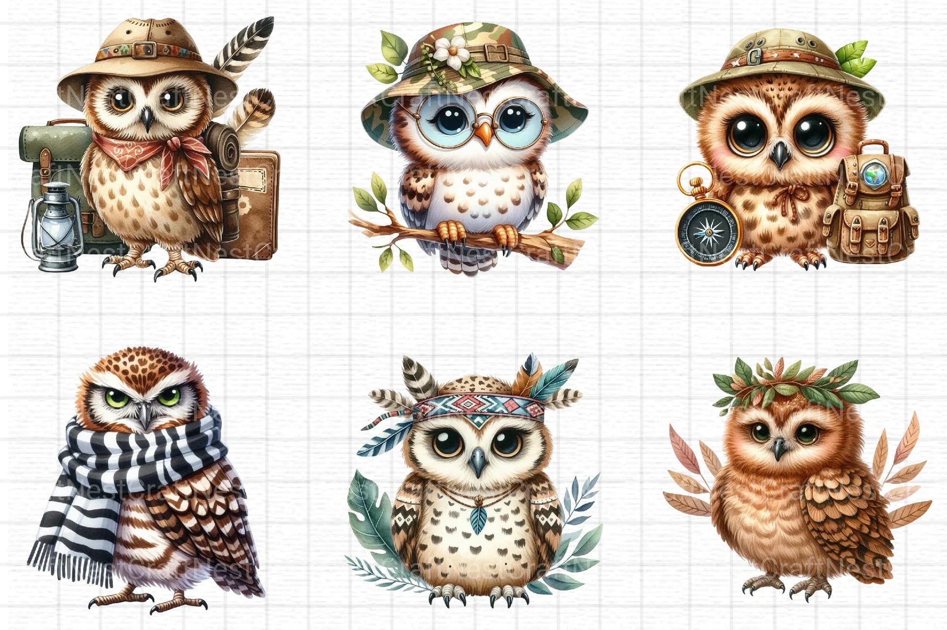 Safari Owl Clipart - CraftNest - Digital Crafting and Art
