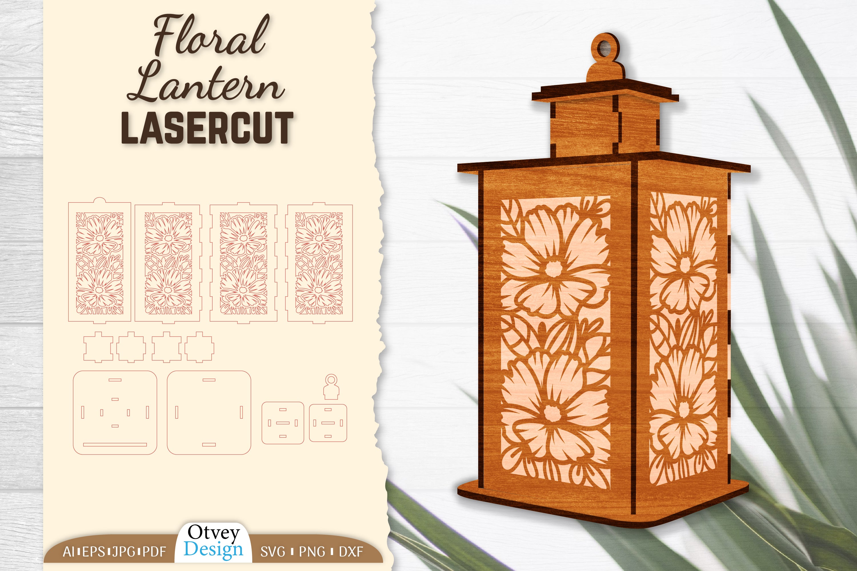Floral Lantern Lasercut SVG Bundle
