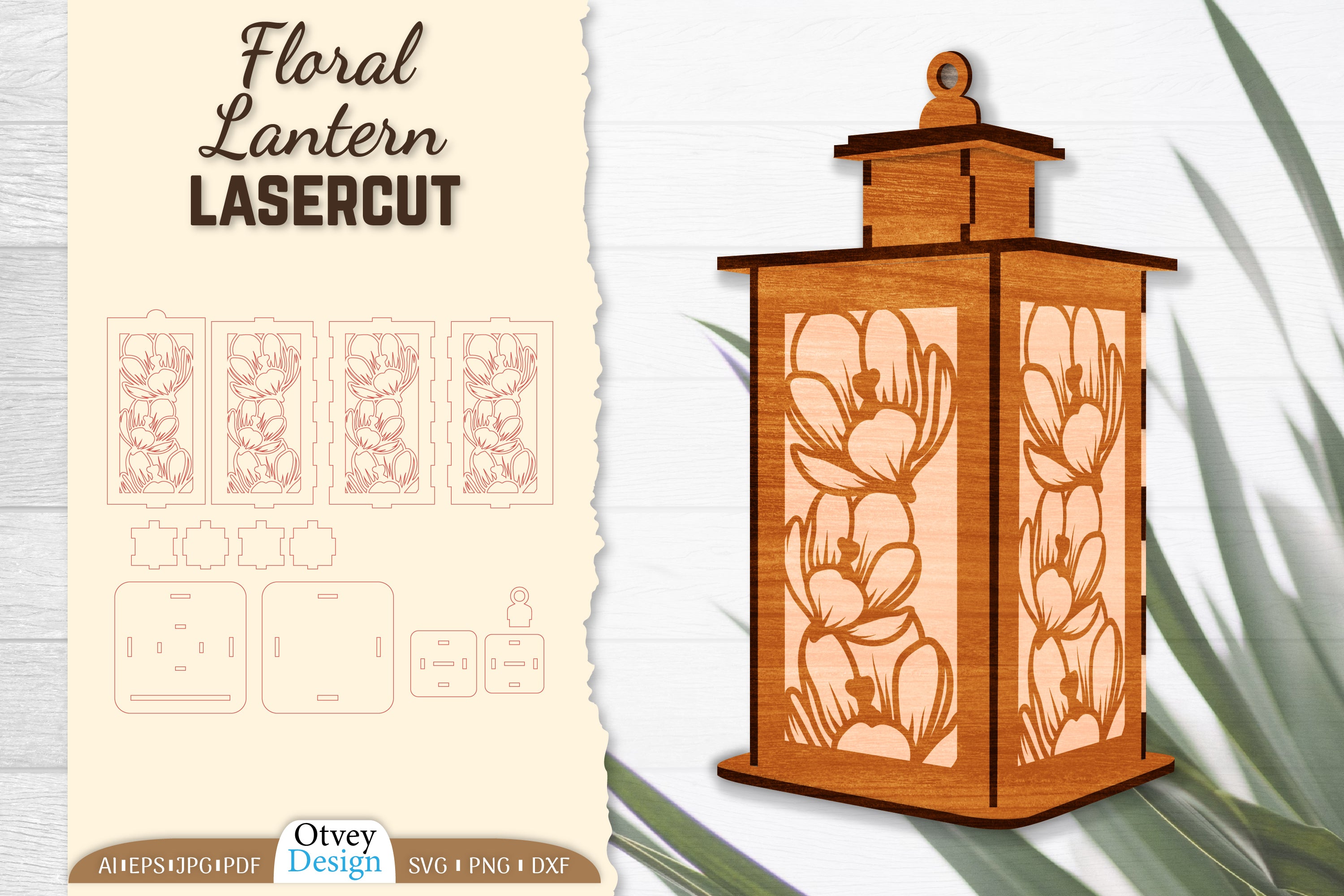 Floral Lantern Lasercut SVG Bundle