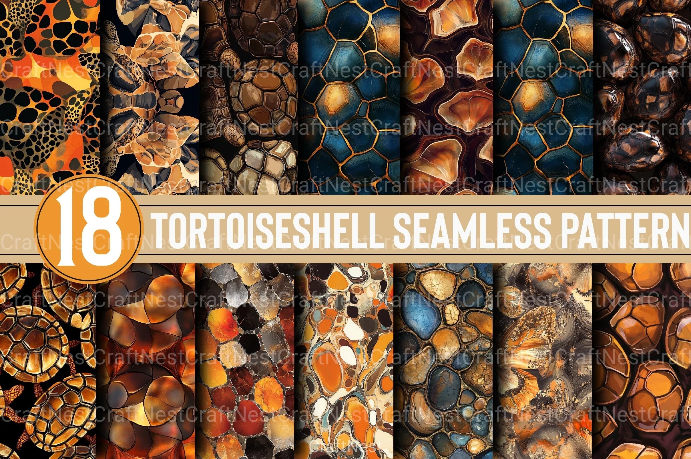 Tortoiseshell Seamless Pattern Digital Paper