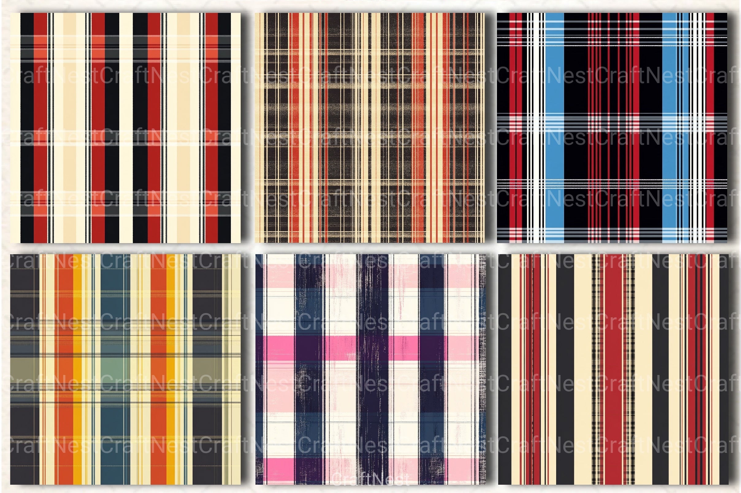 Stripes & Plaids Seamless Pattern Digital Paper - CraftNest - Digital Crafting and Art