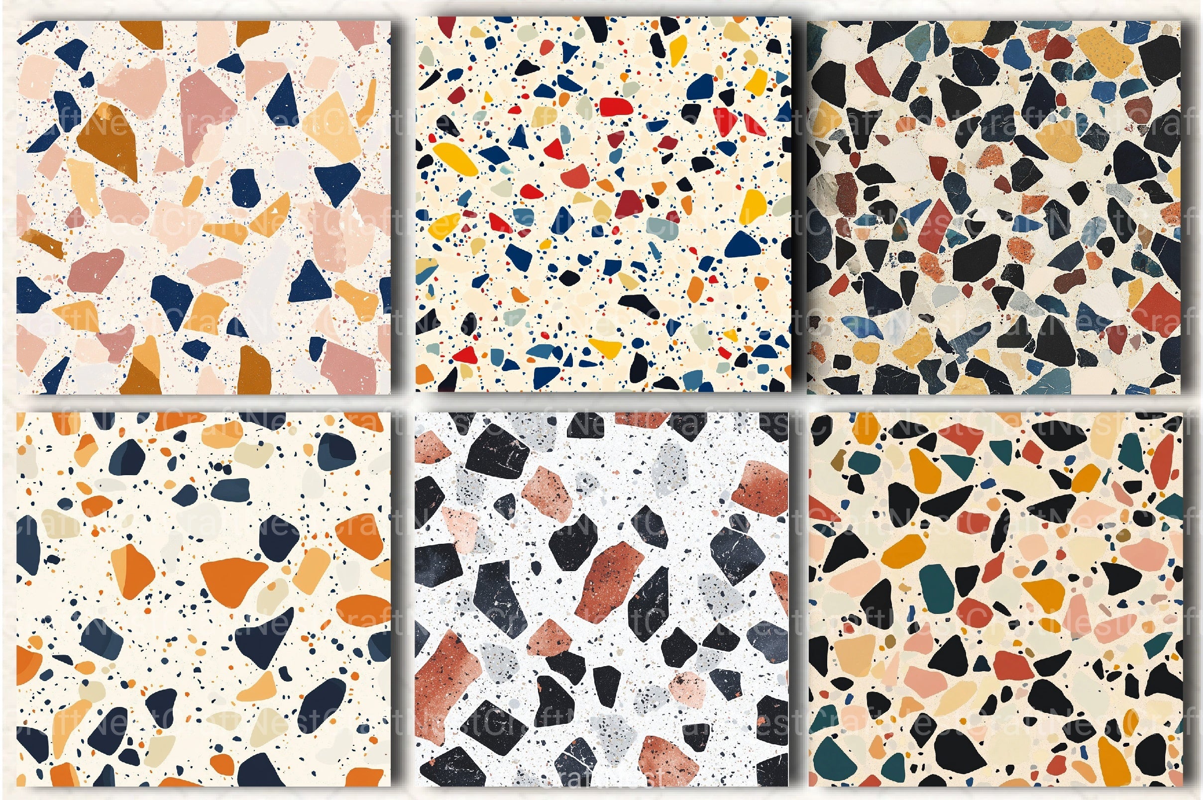 Terrazzo Seamless Patterns Digital Paper - CraftNest - Digital Crafting and Art