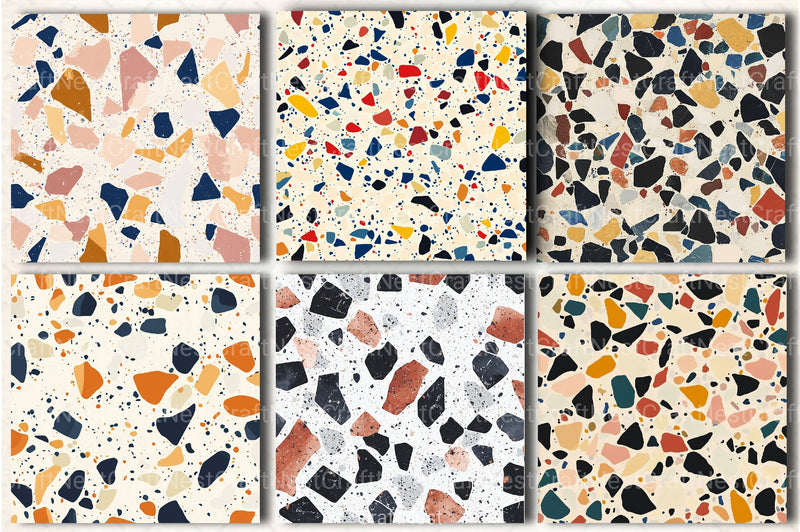Terrazzo Seamless Patterns Digital Paper - CraftNest - Digital Crafting and Art