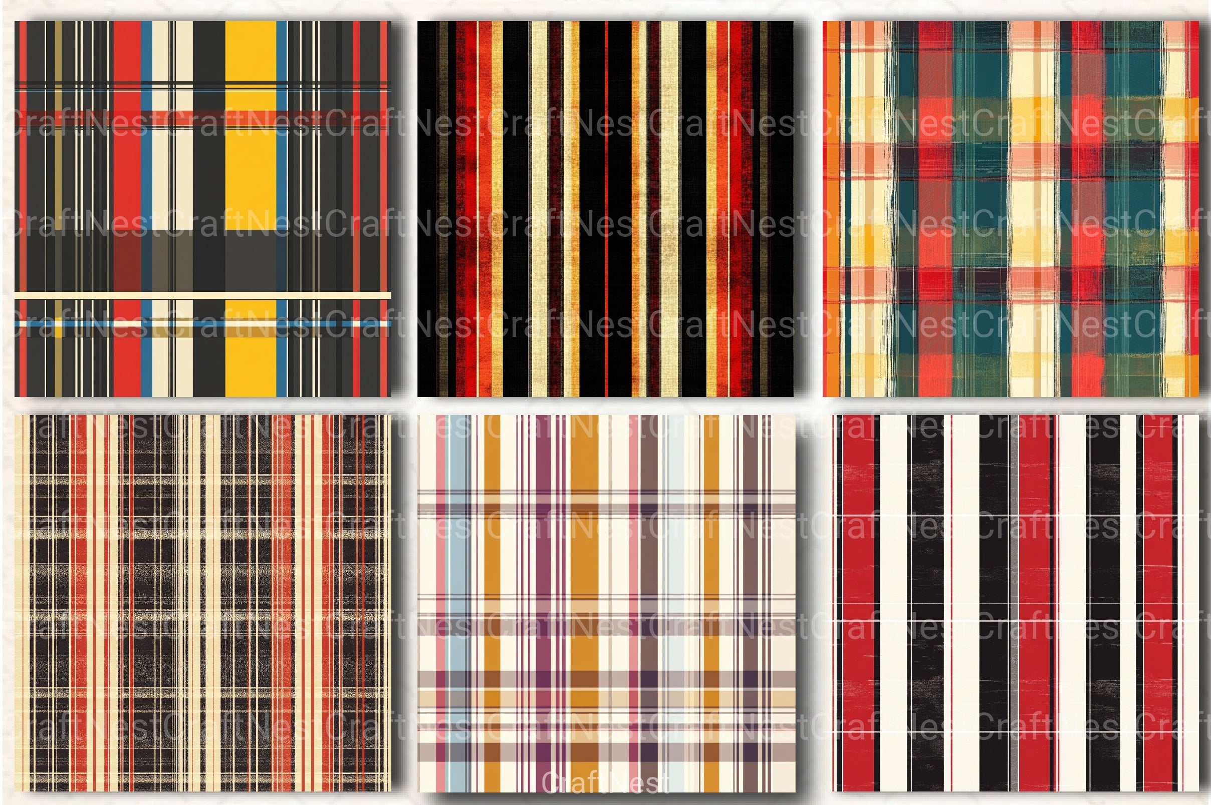 Stripes & Plaids Seamless Pattern Digital Paper - CraftNest - Digital Crafting and Art