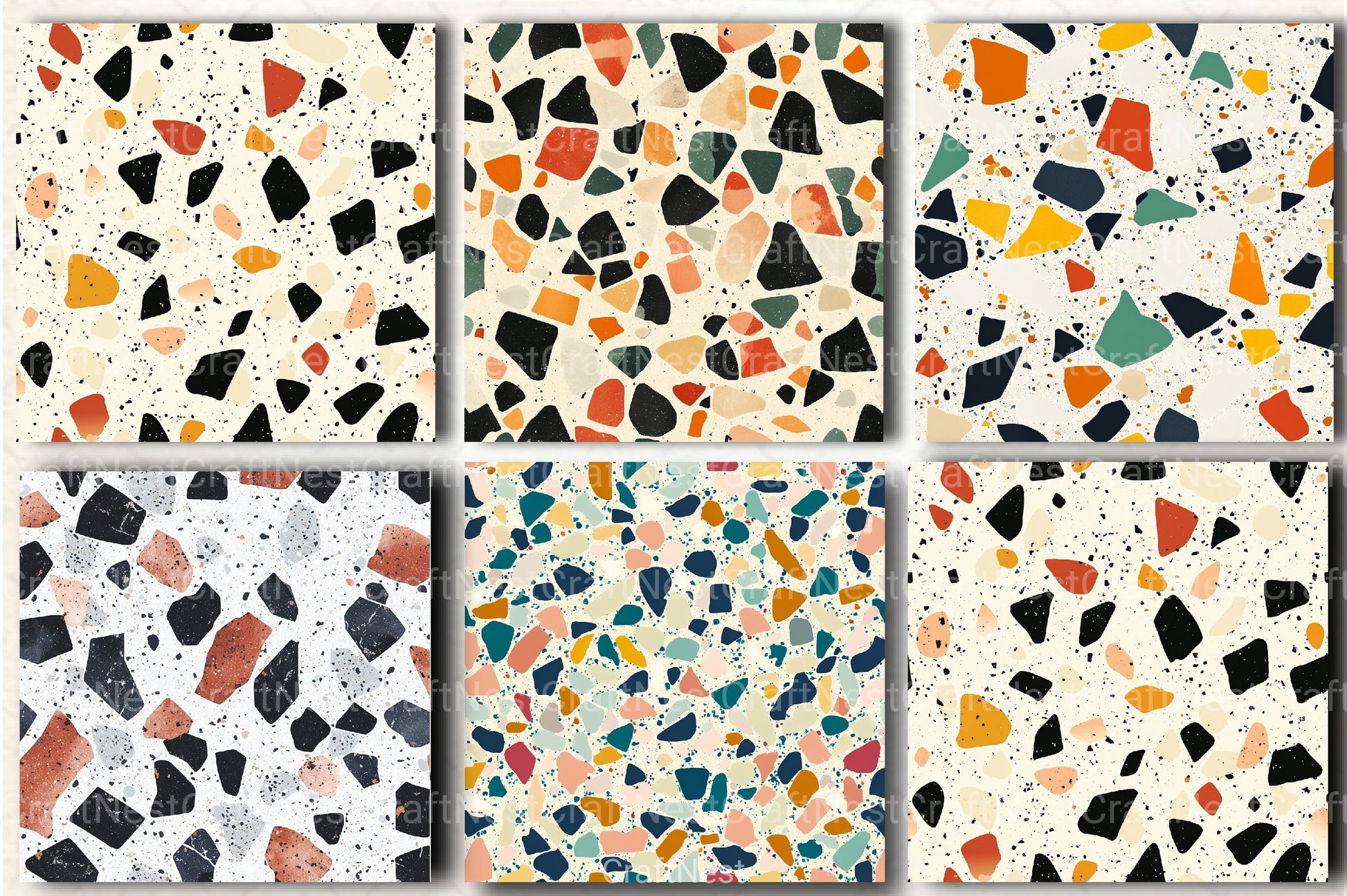 Terrazzo Seamless Patterns Digital Paper - CraftNest - Digital Crafting and Art