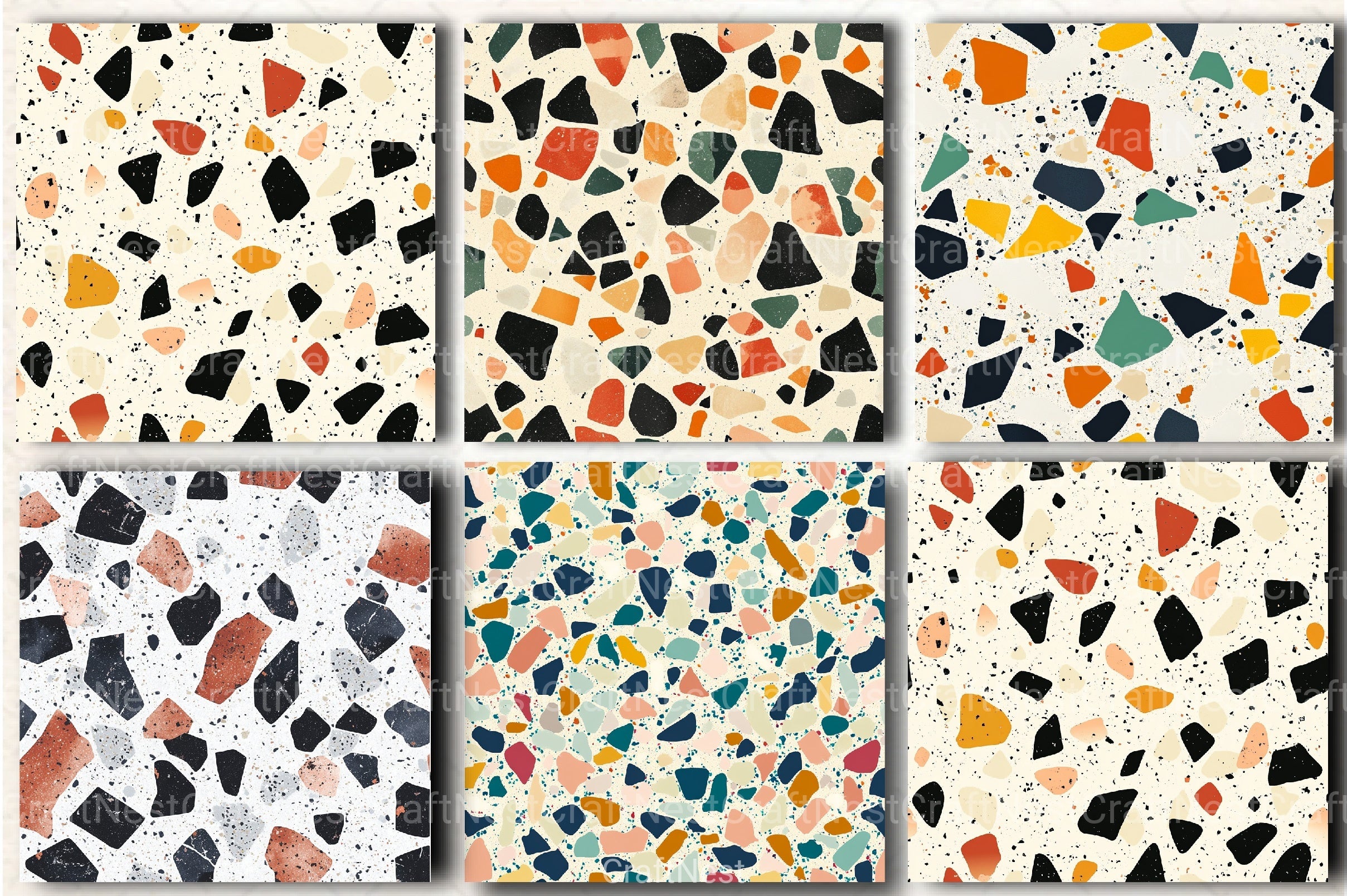 Terrazzo Seamless Patterns Digital Paper - CraftNest - Digital Crafting and Art