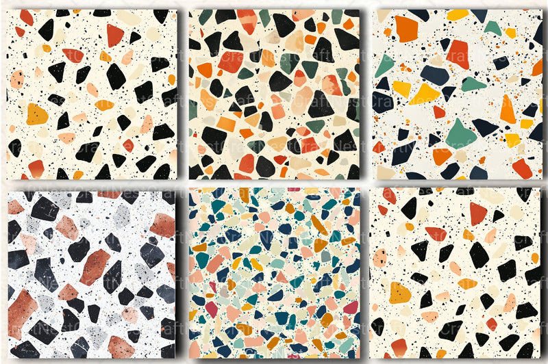 Terrazzo Seamless Patterns Digital Paper - CraftNest - Digital Crafting and Art