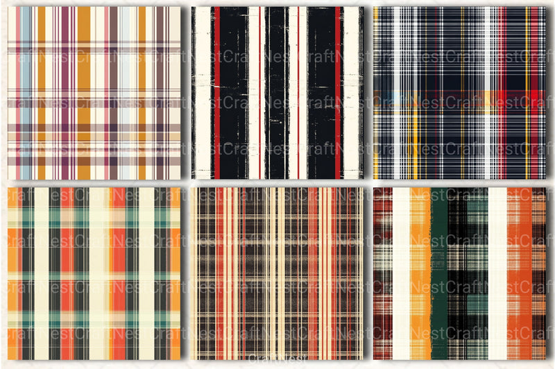 Stripes & Plaids Seamless Pattern Digital Paper - CraftNest - Digital Crafting and Art