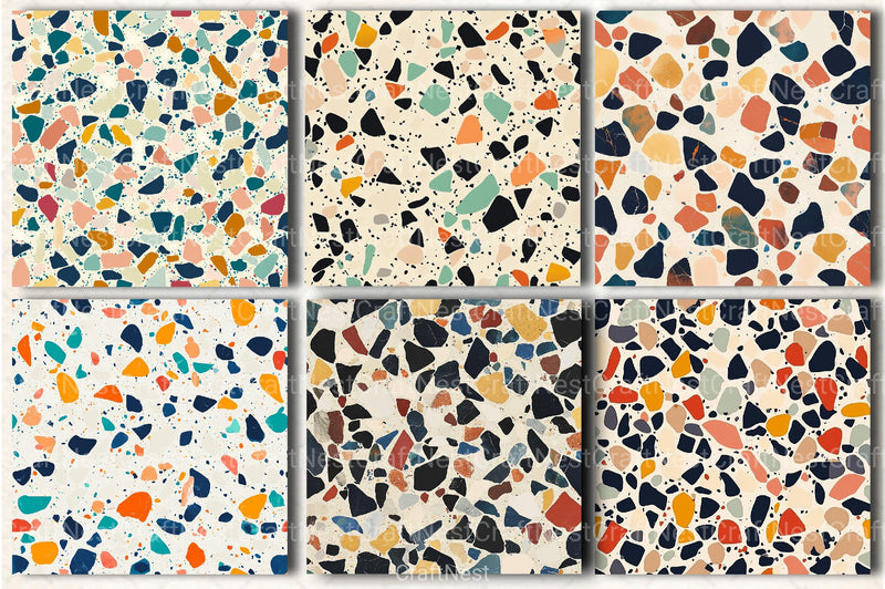 Terrazzo Seamless Patterns Digital Paper - CraftNest - Digital Crafting and Art