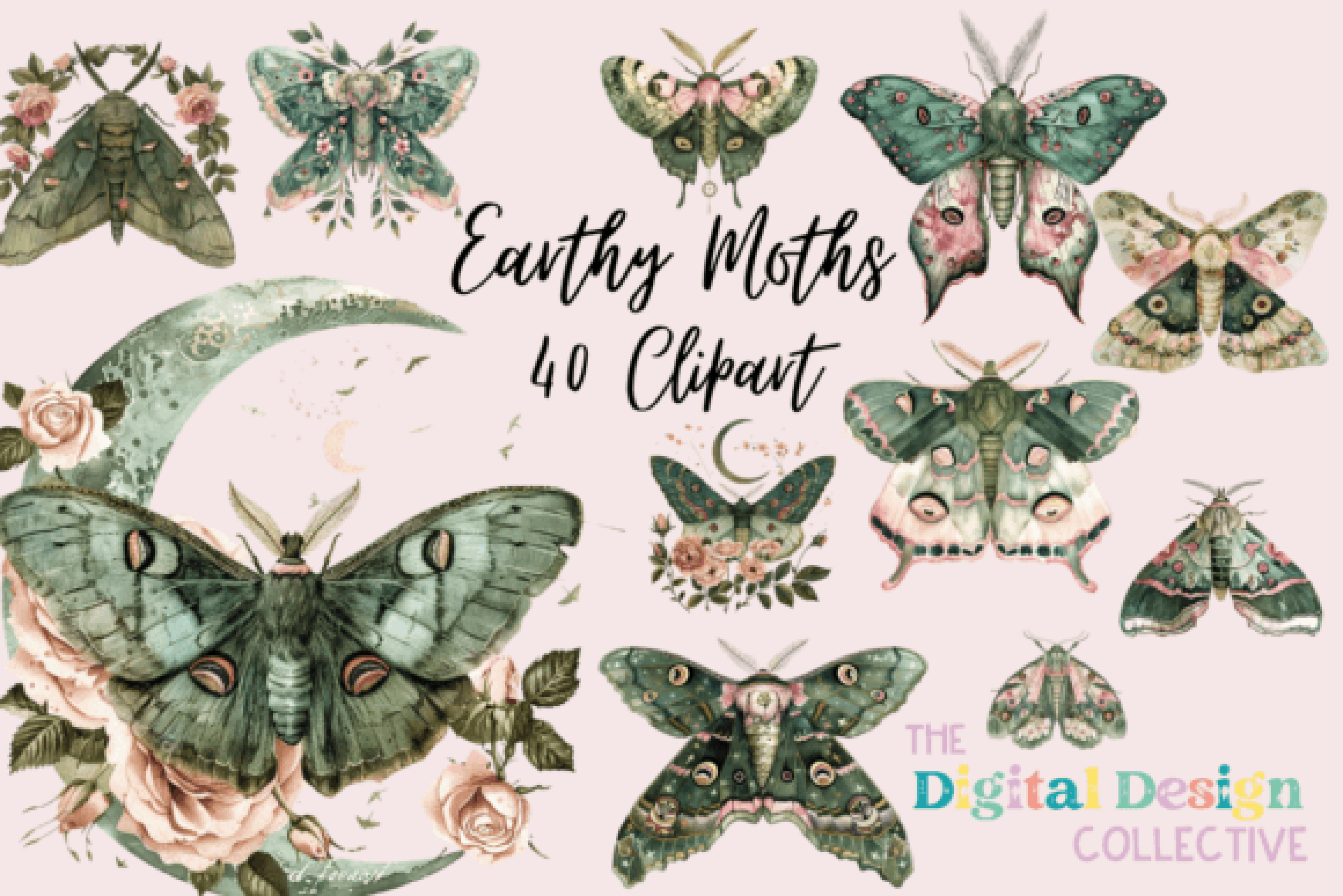 Enchanting Mystical Moth Clipart Bundle