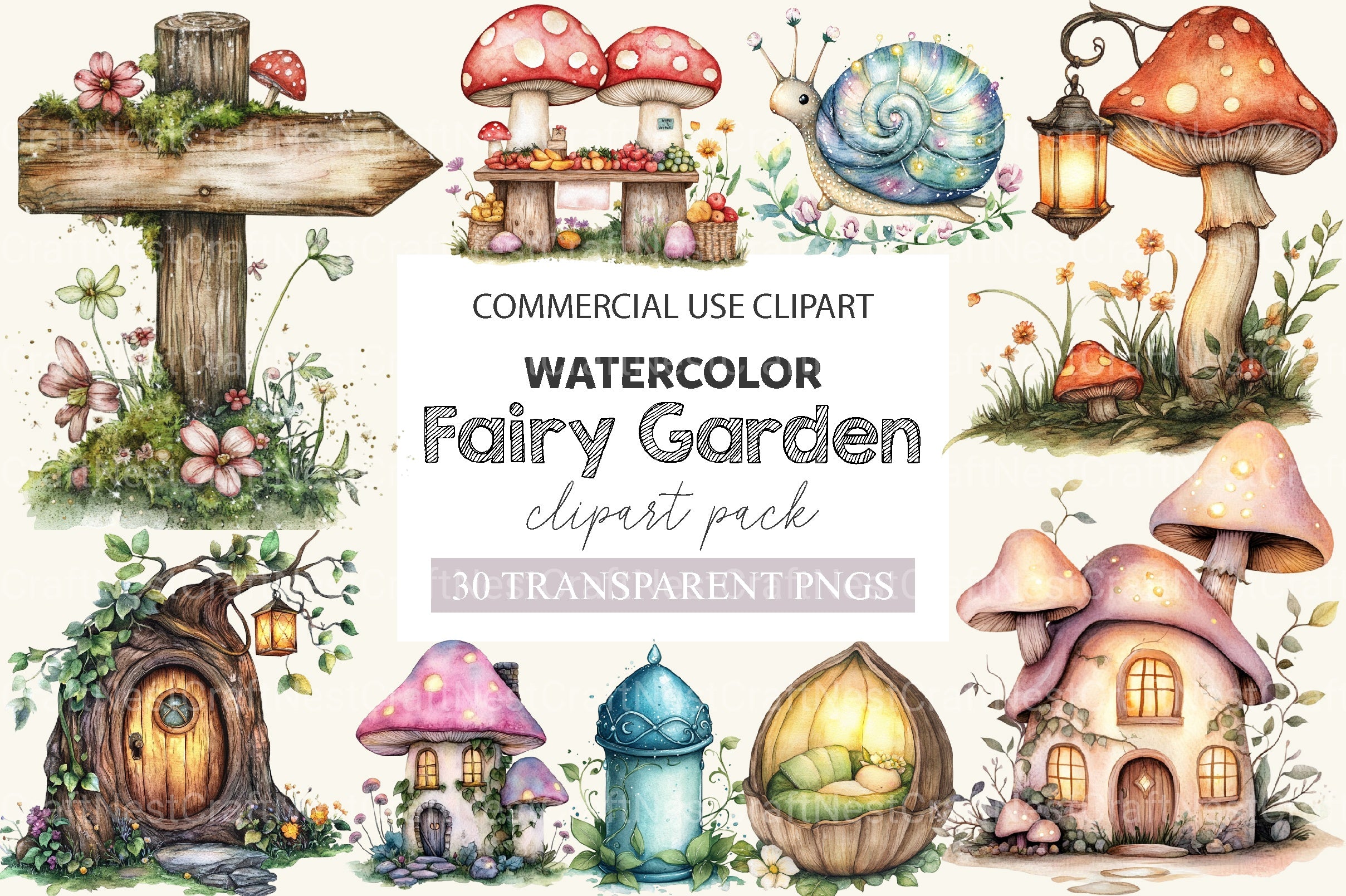Magical Fairy Garden Clipart Bundle - CraftNest - Digital Crafting and Art