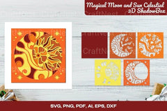 Magical Moon and Sun Celestial 3D Shadow Box SVG Bundle - CraftNest - Digital Crafting and Art