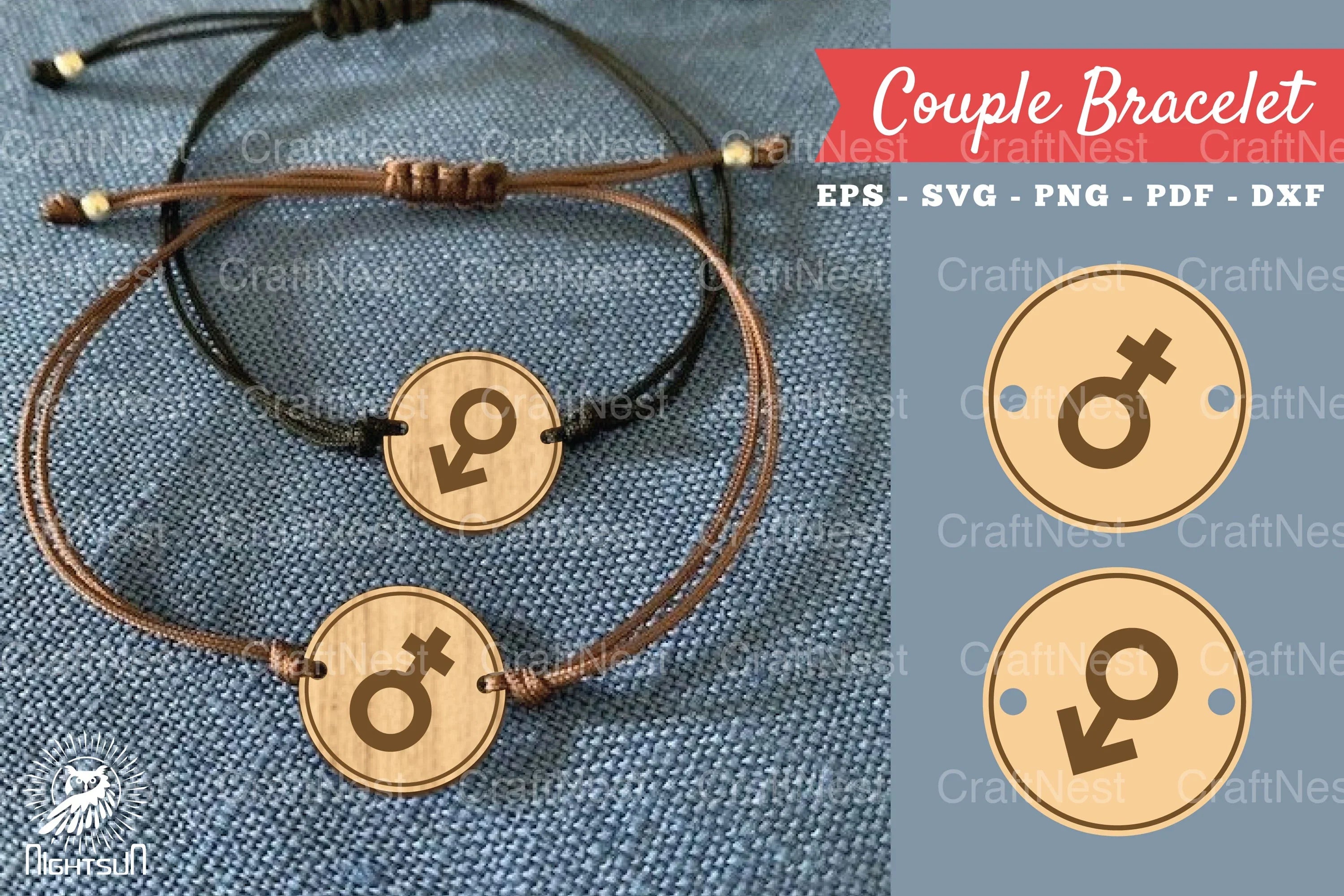 Laser Cut Couple Bracelet SVG Bundle - CraftNest - Digital Crafting and Art