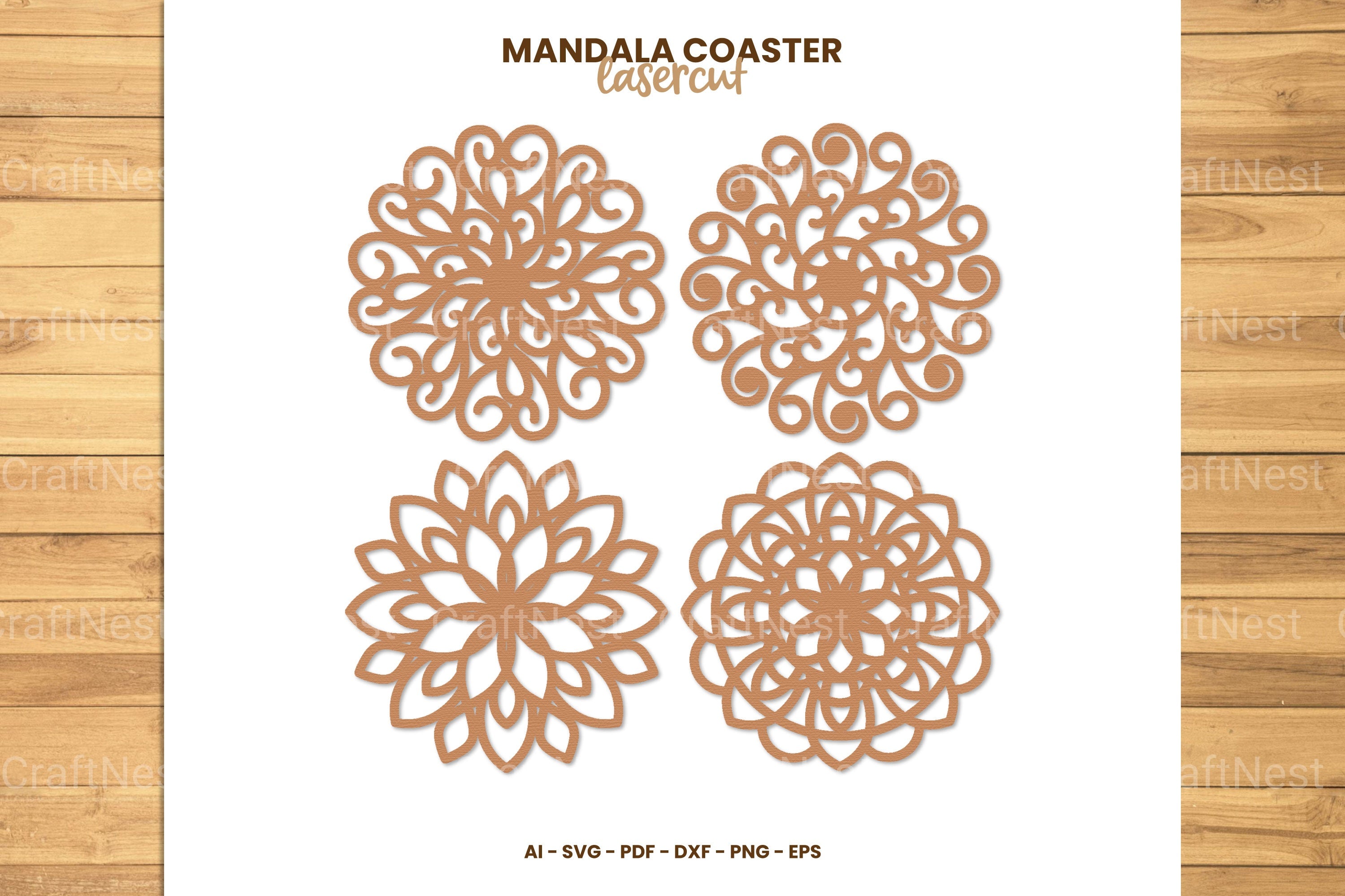 Mandala Coaster Lasercut SVG Clipart Bundle