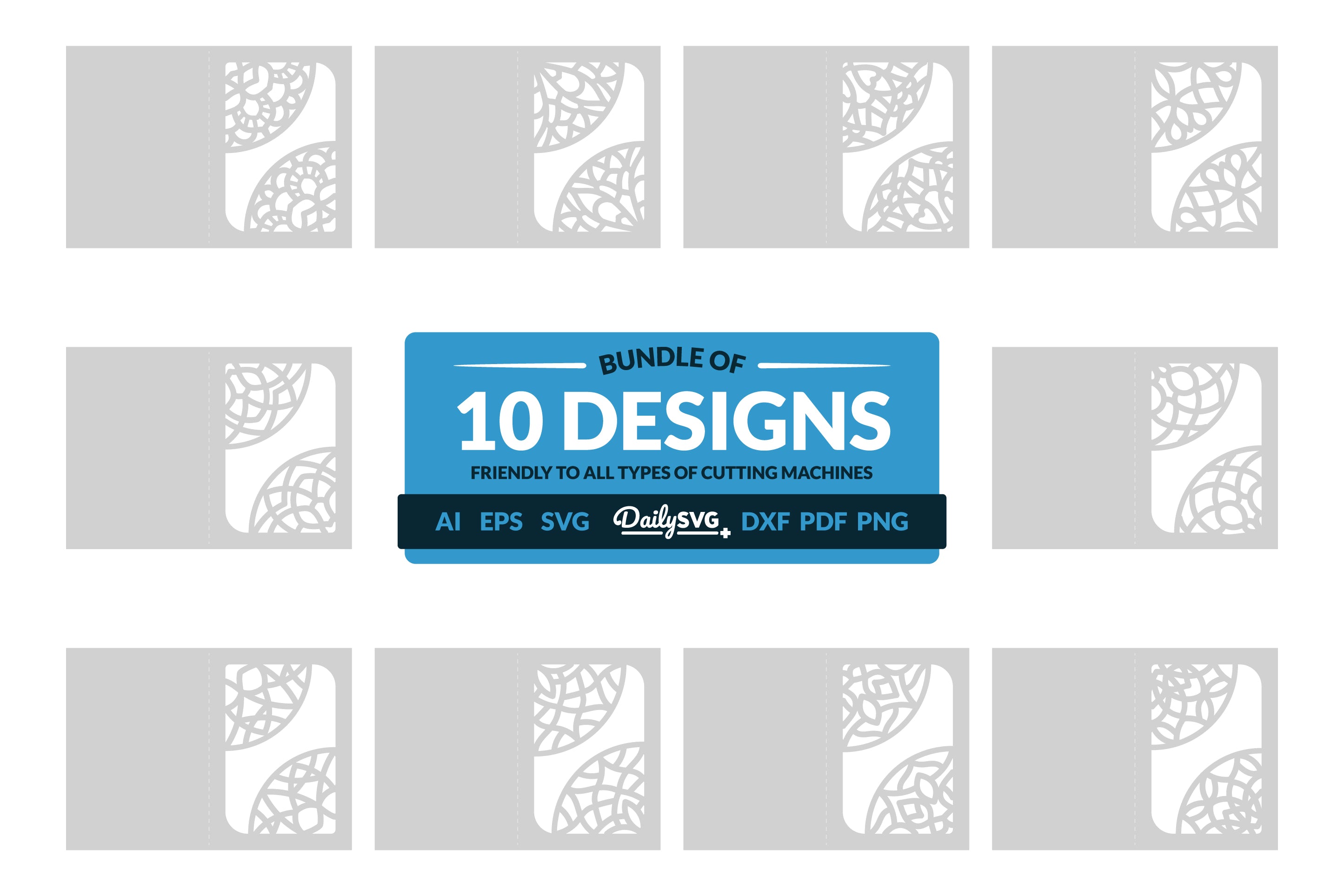 Mandala Corner Greeting Card Papercut Clipart SVG Bundle