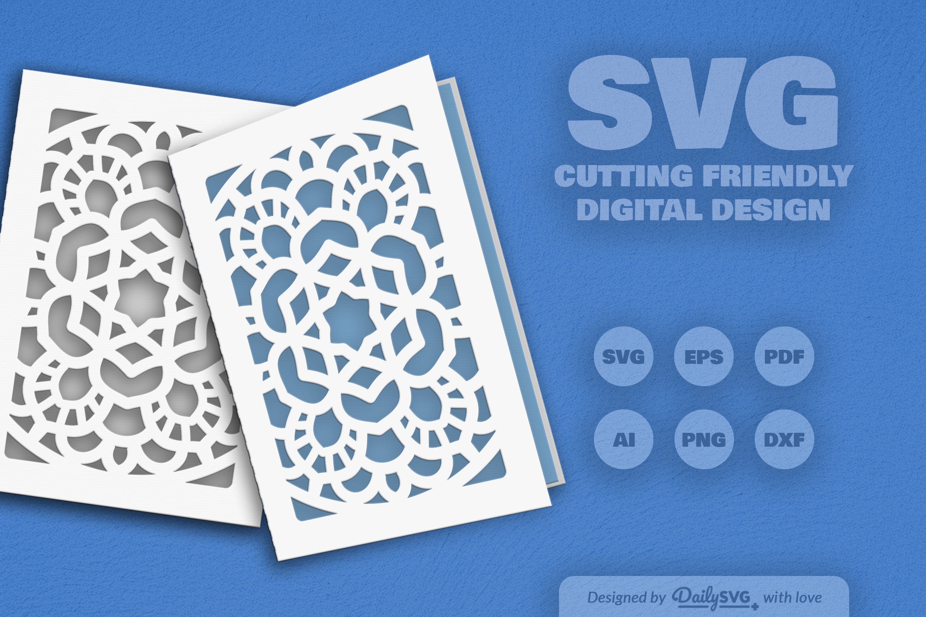 Mandala Greeting Card Papercut Clipart SVG Bundle