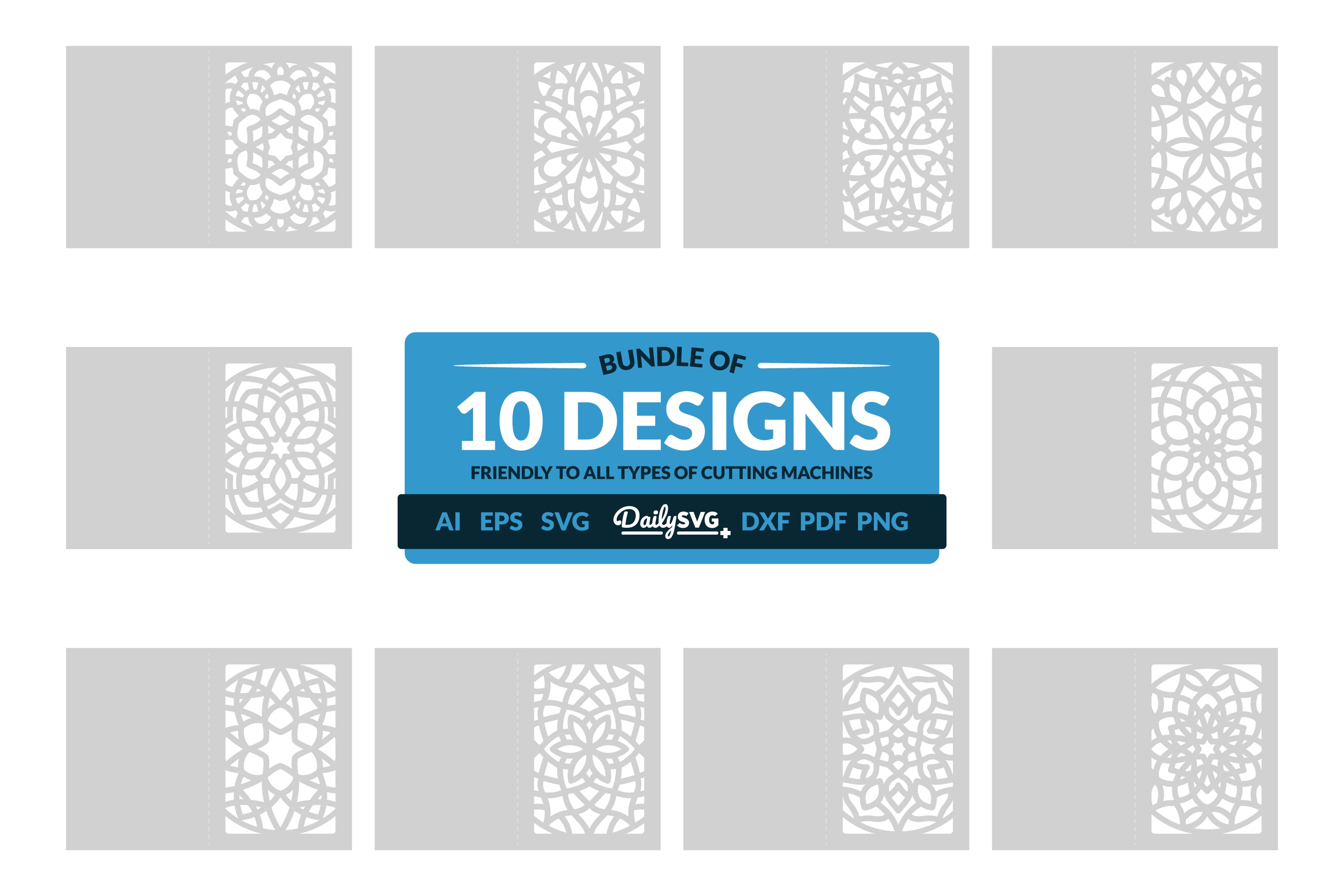 Mandala Greeting Card Papercut Clipart SVG Bundle