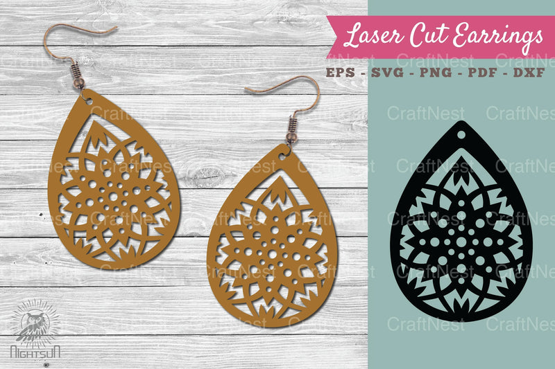 Mandala Laser Cut Earrings SVG Bundle - CraftNest - Digital Crafting and Art