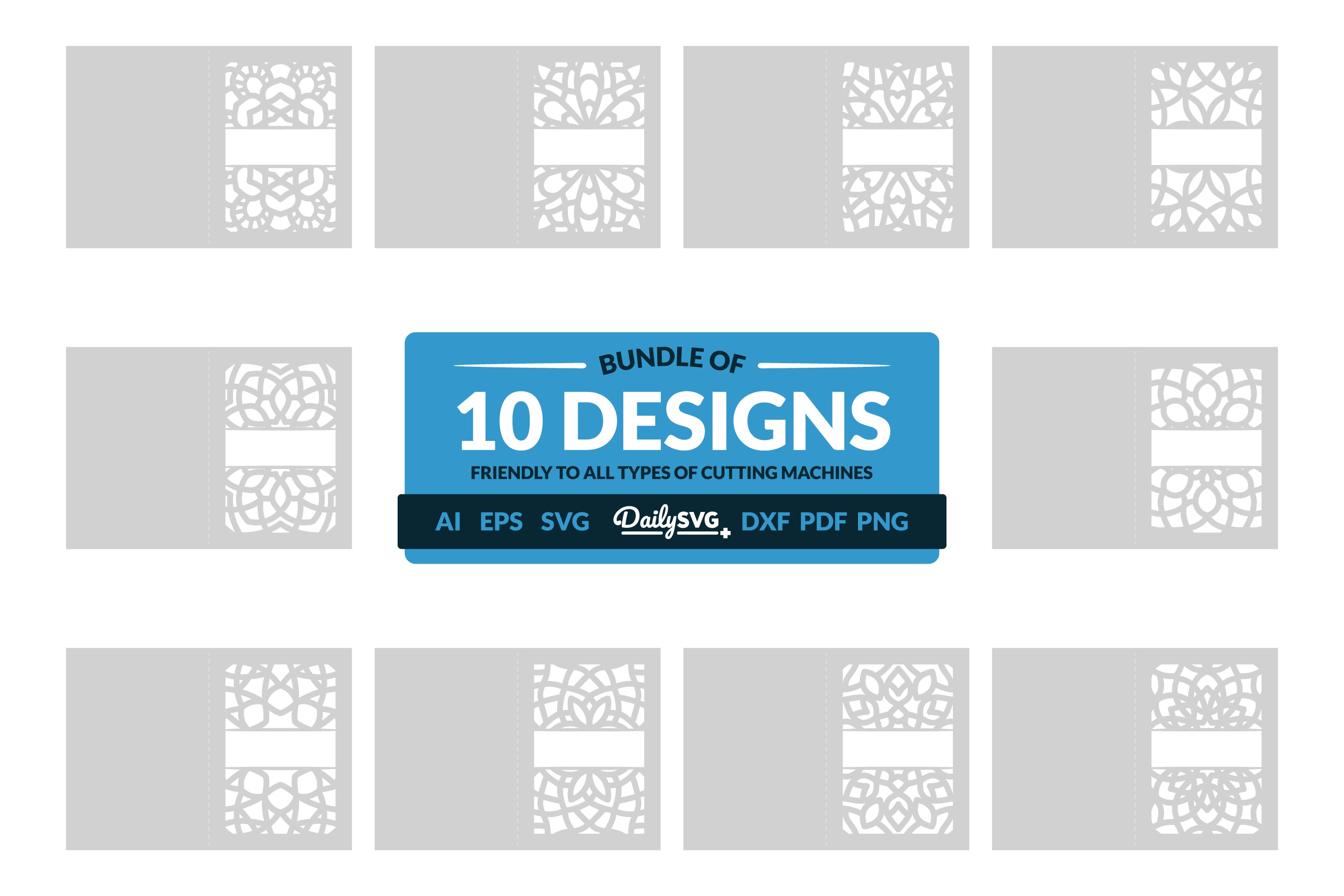 Daily Mandala Split Greeting Card Papercut Clipart