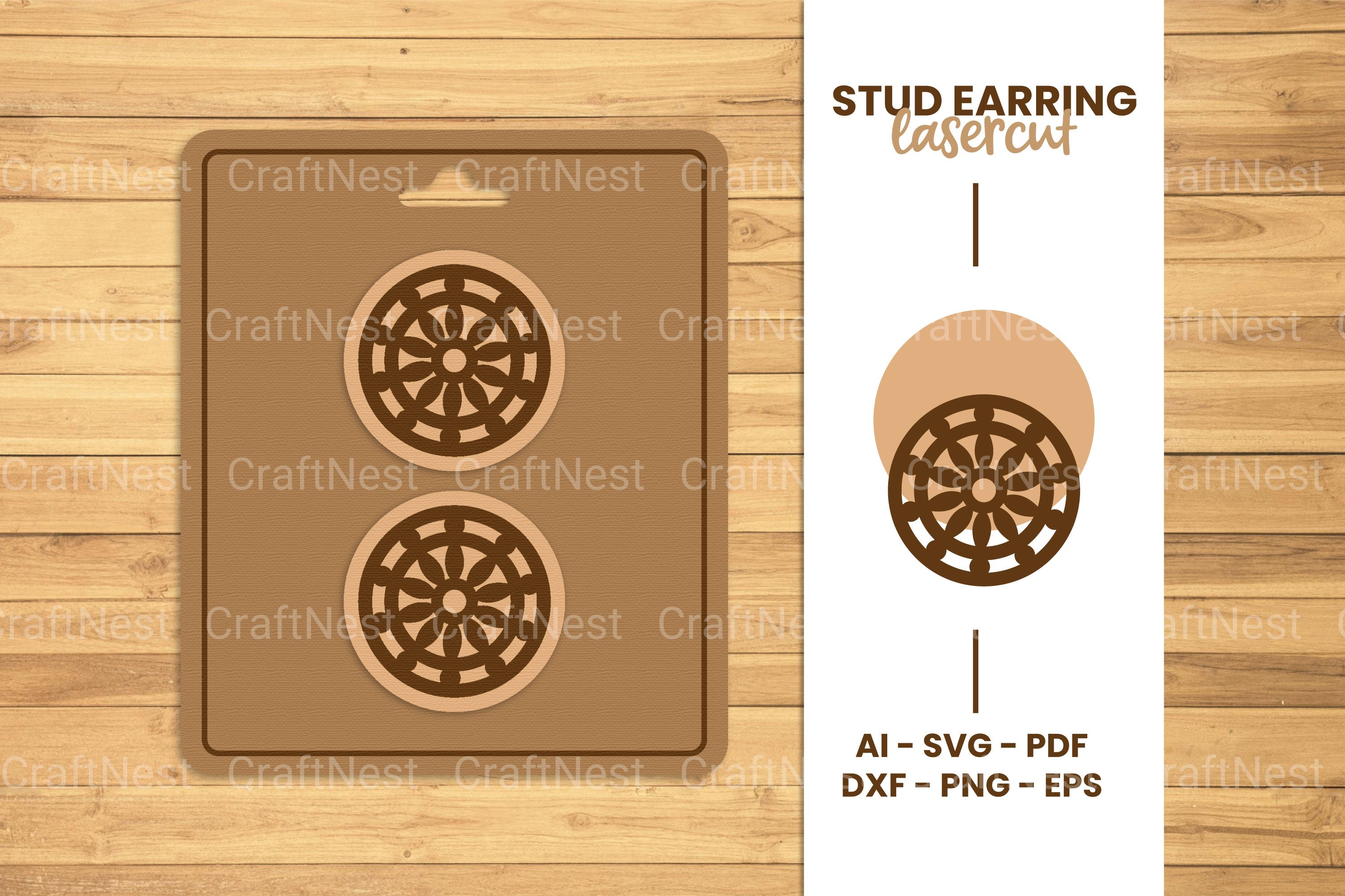 Mandala Stud Earring Lasercut SVG Clipart Bundle
