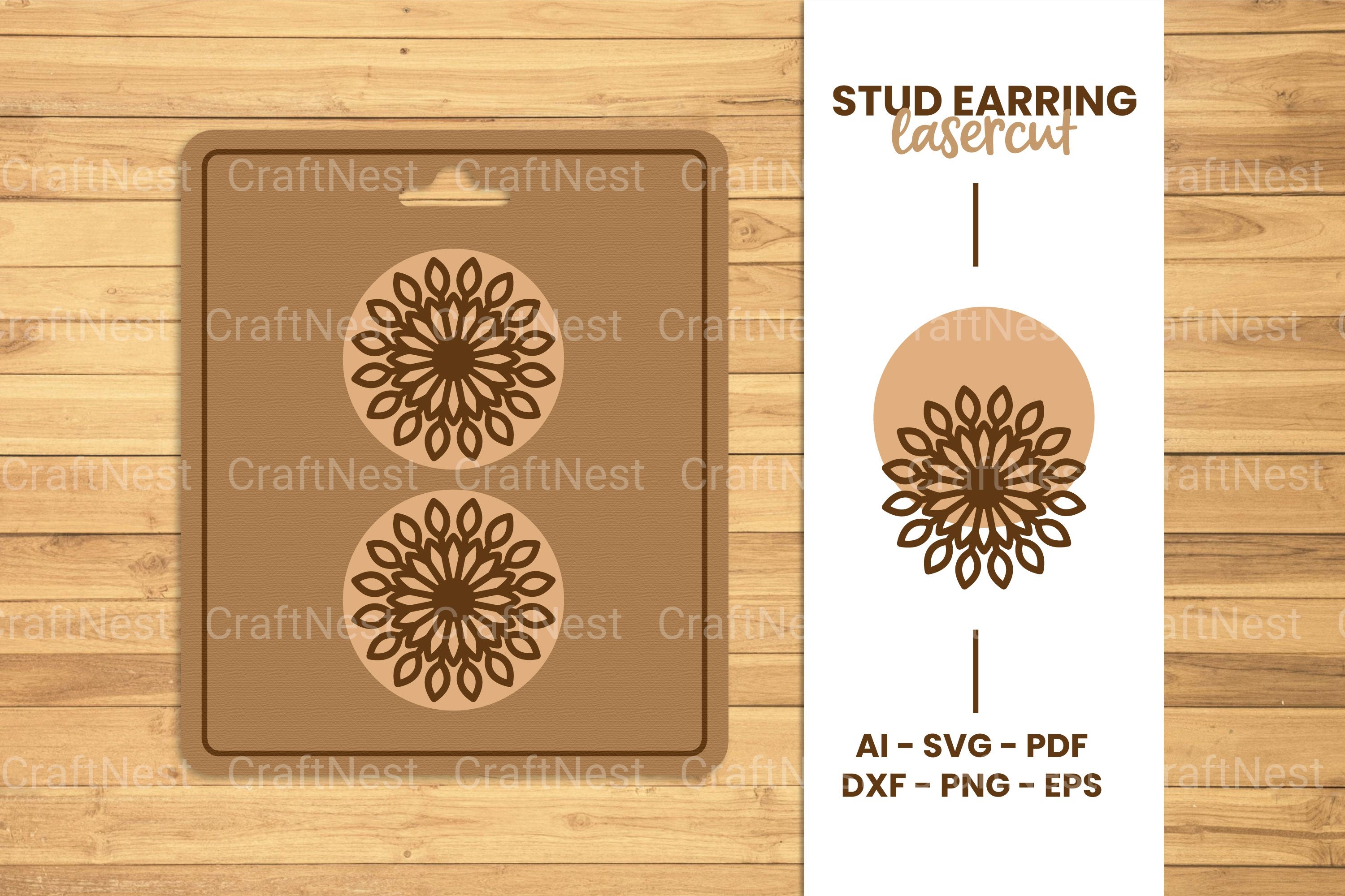 Mandala Stud Earring Lasercut SVG Clipart Bundle