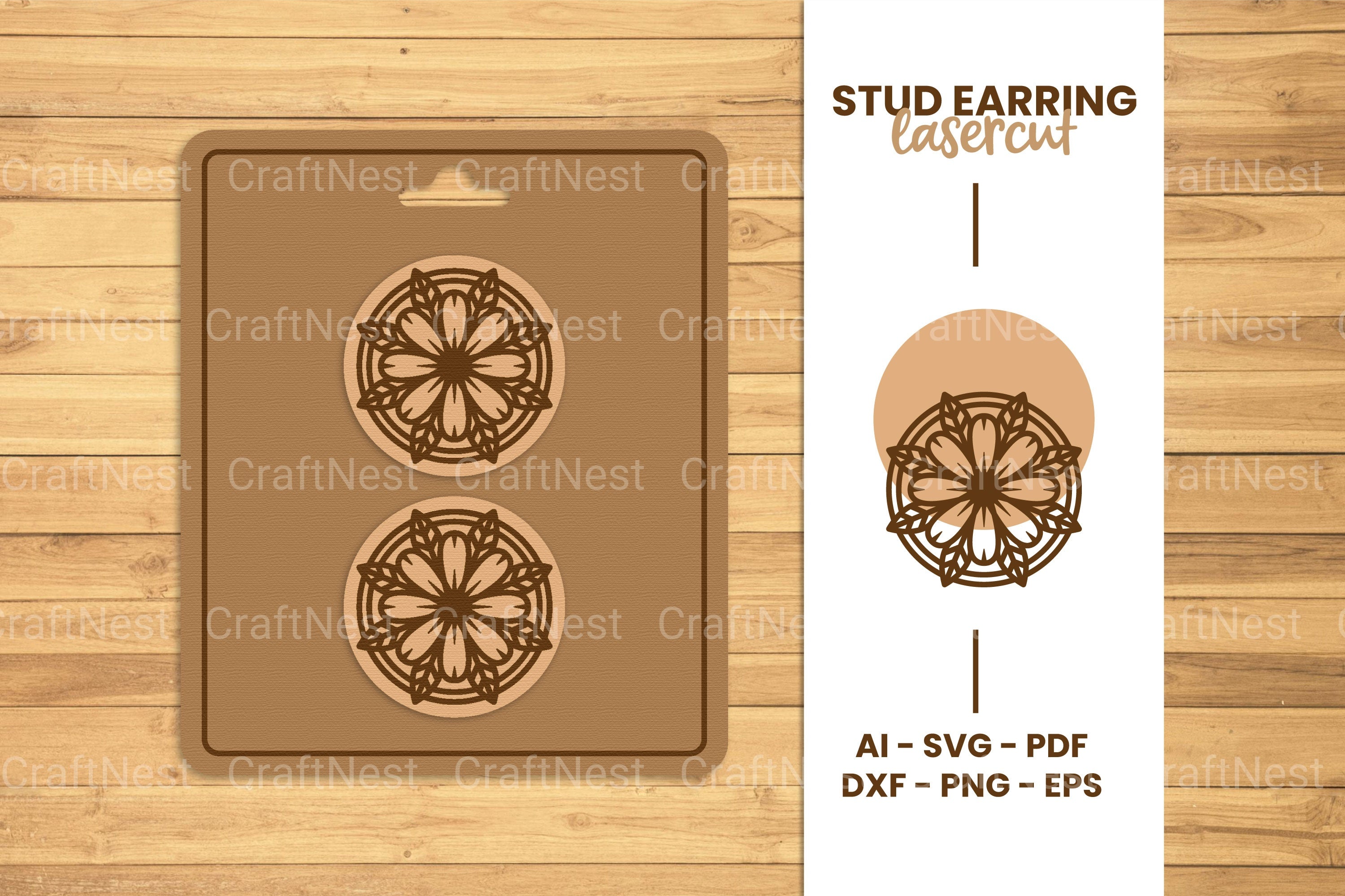 Mandala Stud Earring Lasercut SVG Clipart Bundle