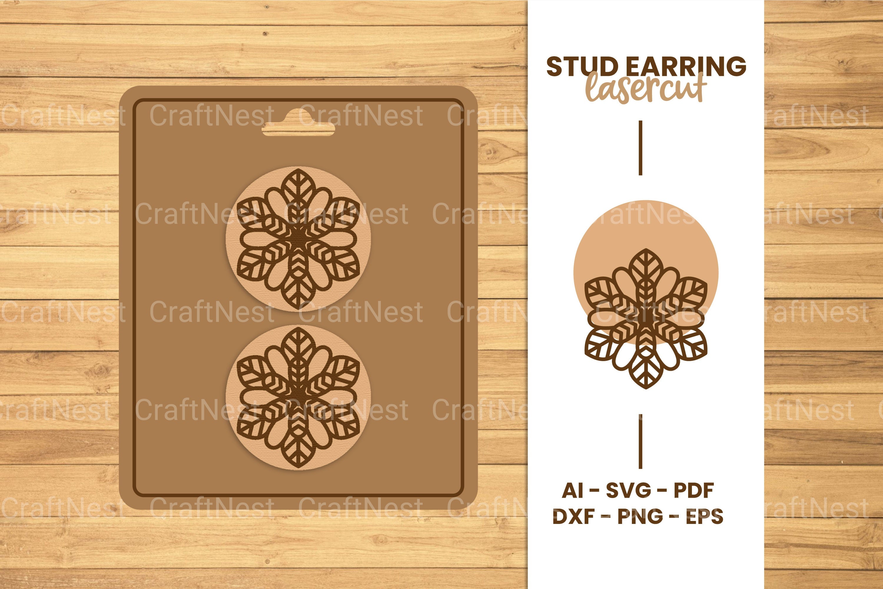 Mandala Stud Earring Lasercut SVG Bundle