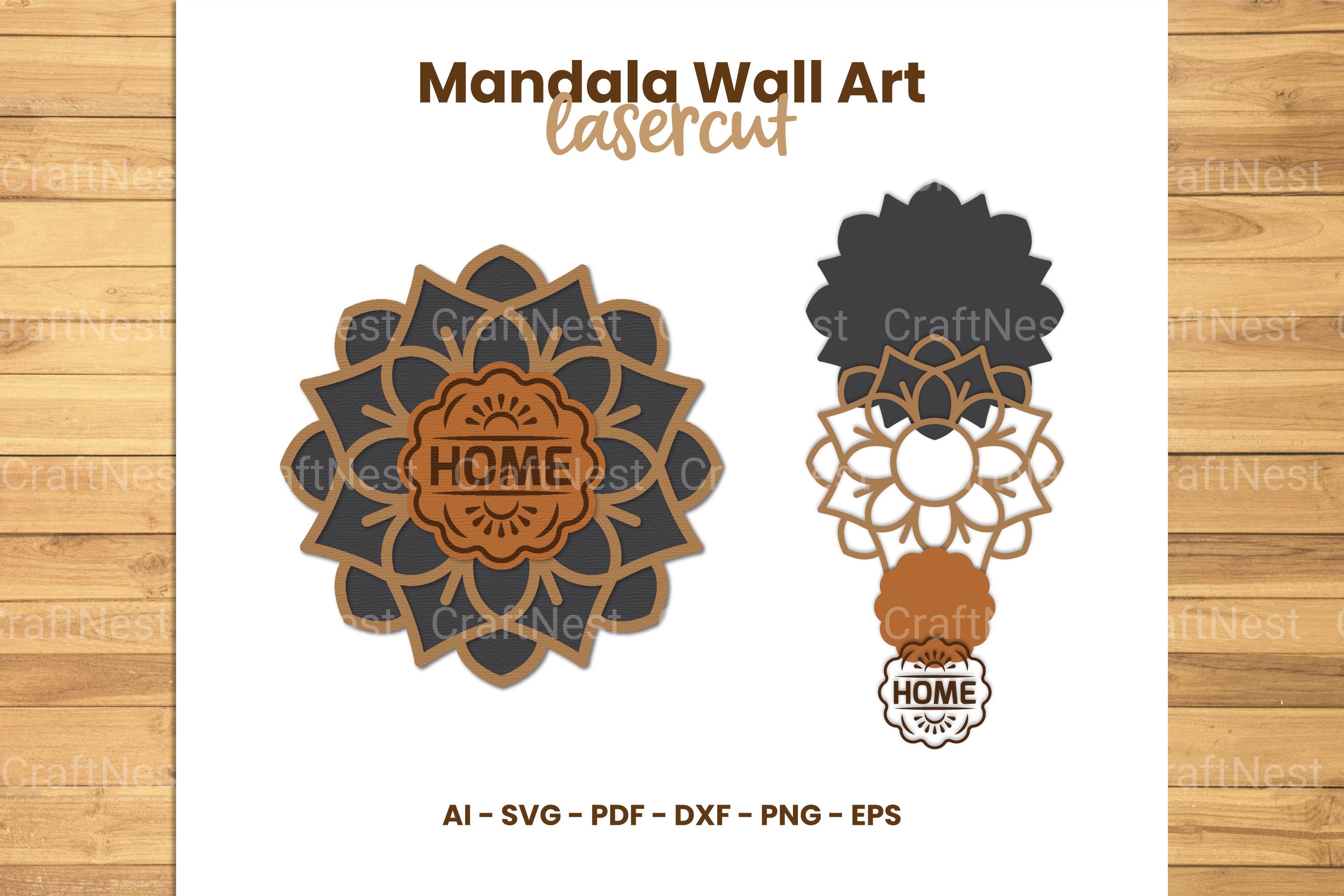 Mandala Wall Art Lasercut SVG Clipart Bundle