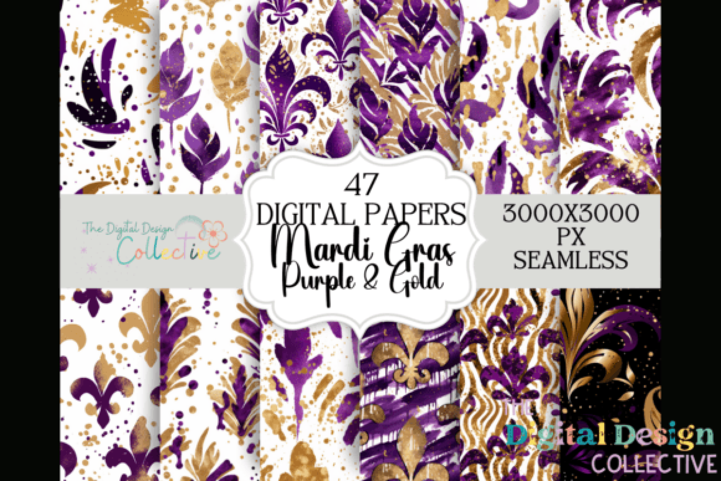 Mardi Gras Seamless Digital Paper in Purple